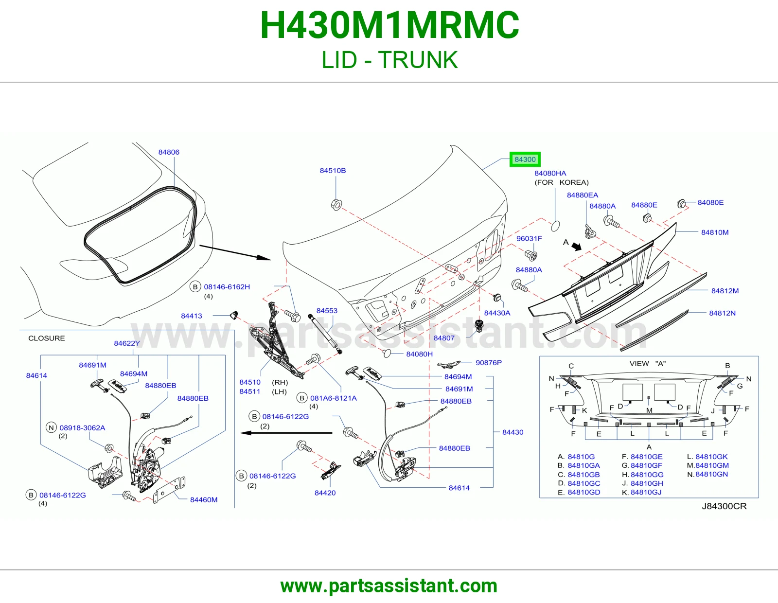 LID - TRUNK H430M1MRMC