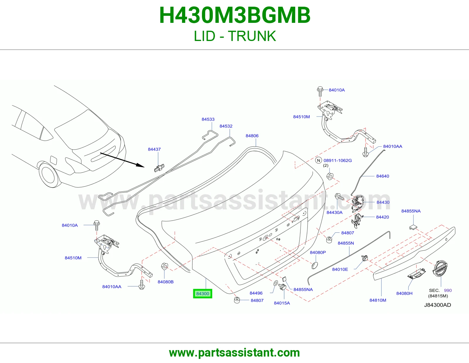 غطاء شنطه H430M3BGMB