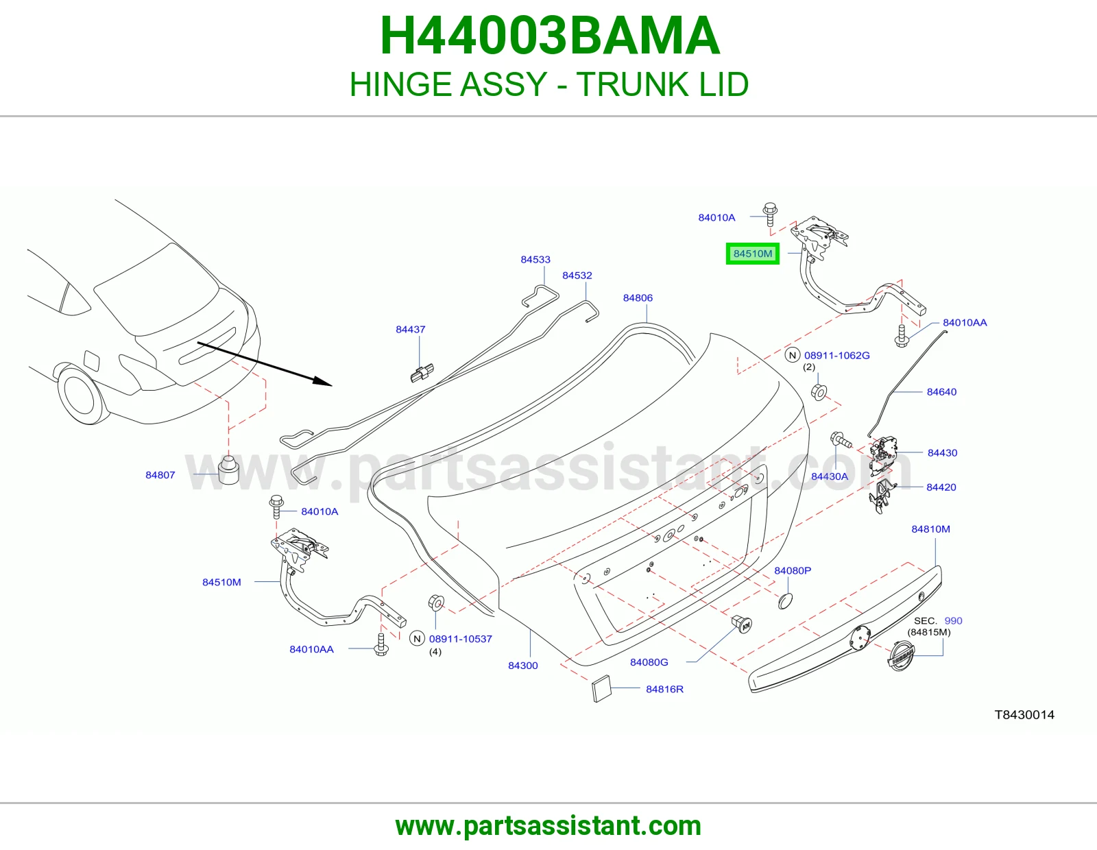 مفصله شنطه خلفي H44003BAMA