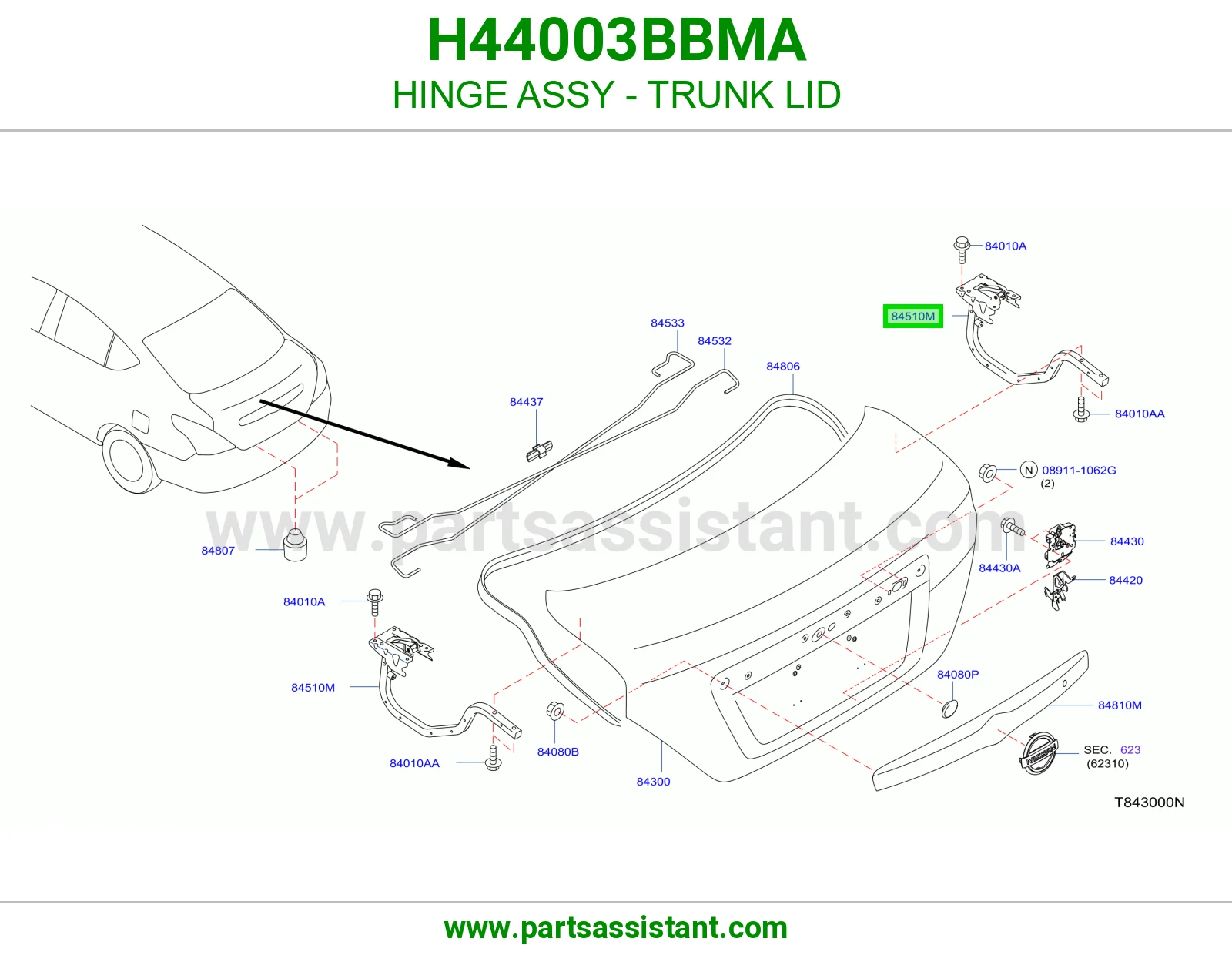 مفصله شنطه خلفي يمين H44003BBMA