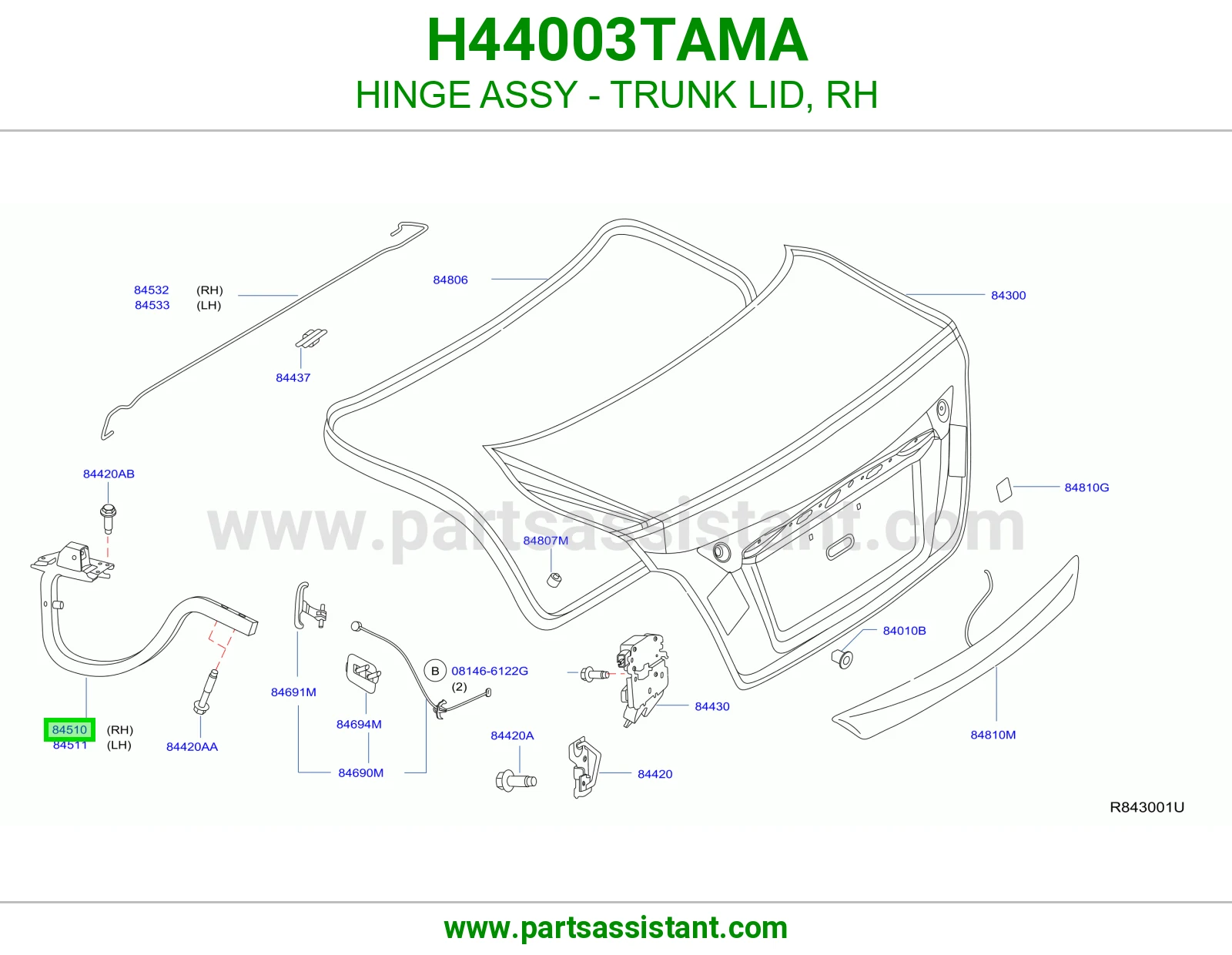 مفصله شنطه خلفي يمين H44003TAMA
