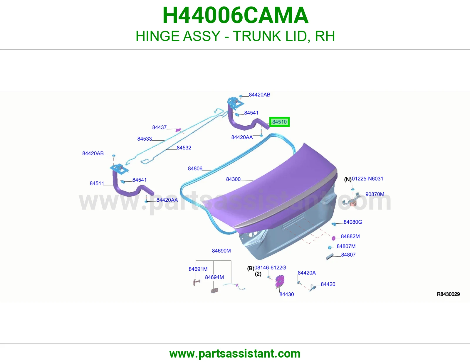 مفصله شنطه خلفي يمين H44006CAMA