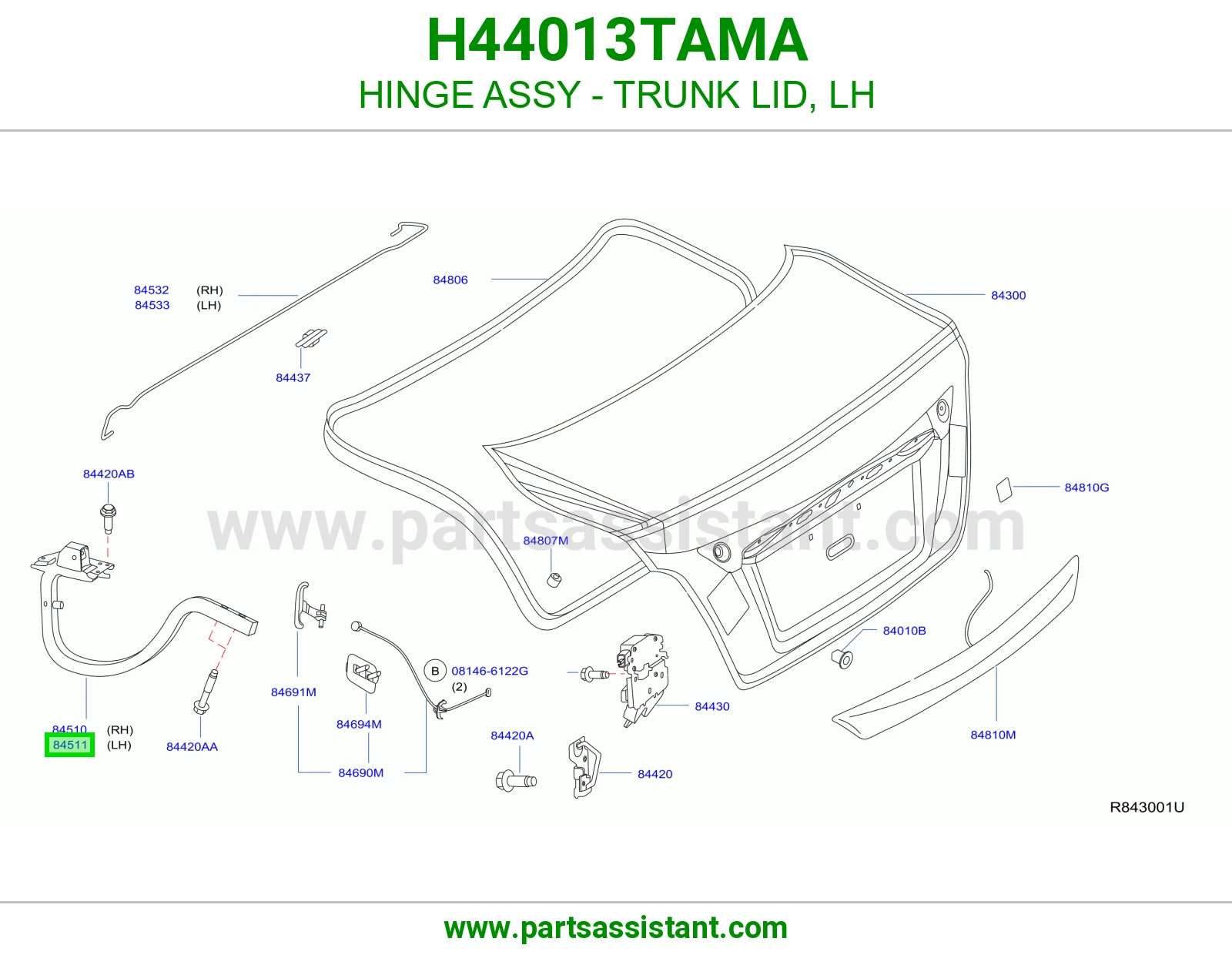 مفصله شنطه خلفي يسار H44013TAMA