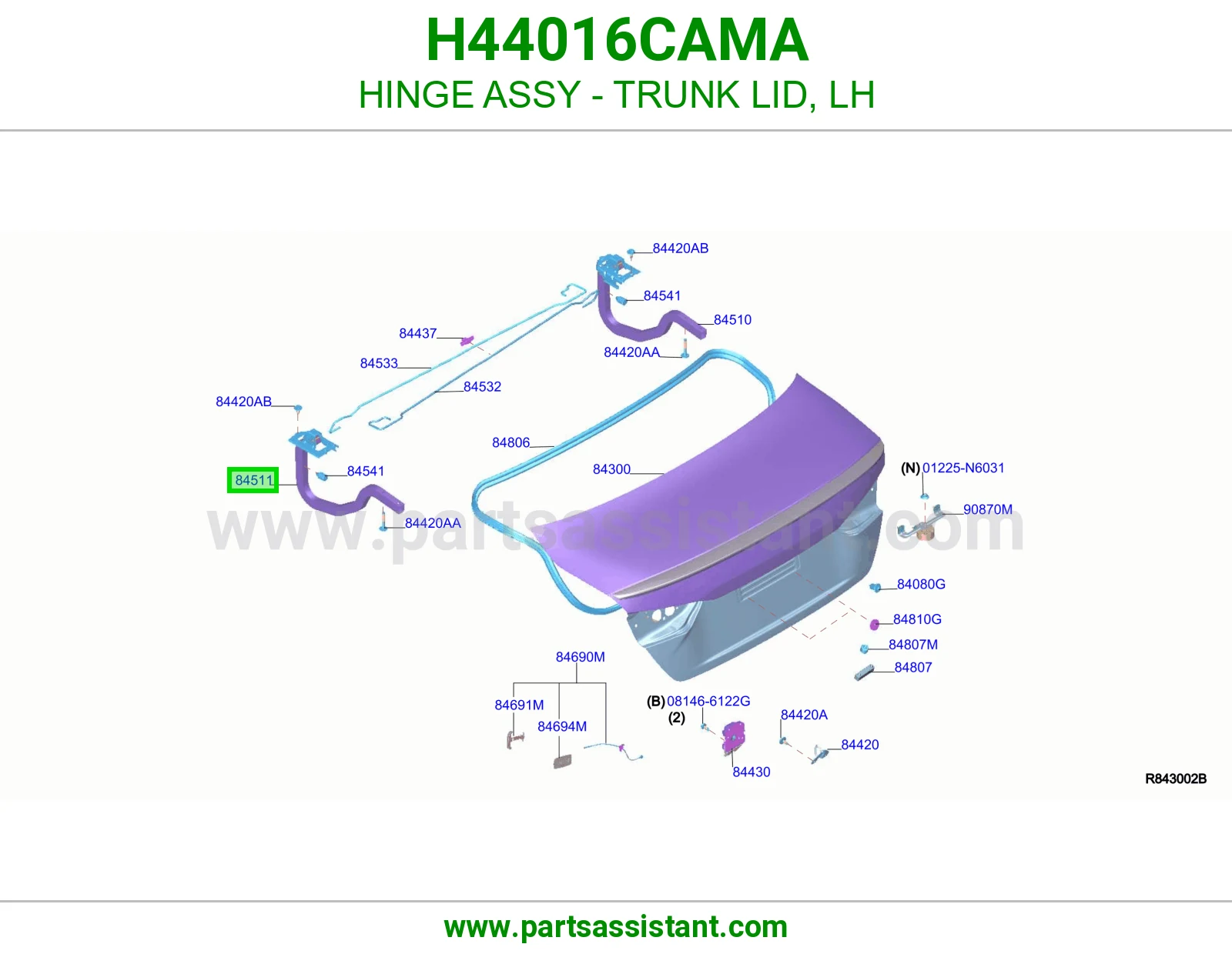 مفصله شنطه خلفي يسار H44016CAMA