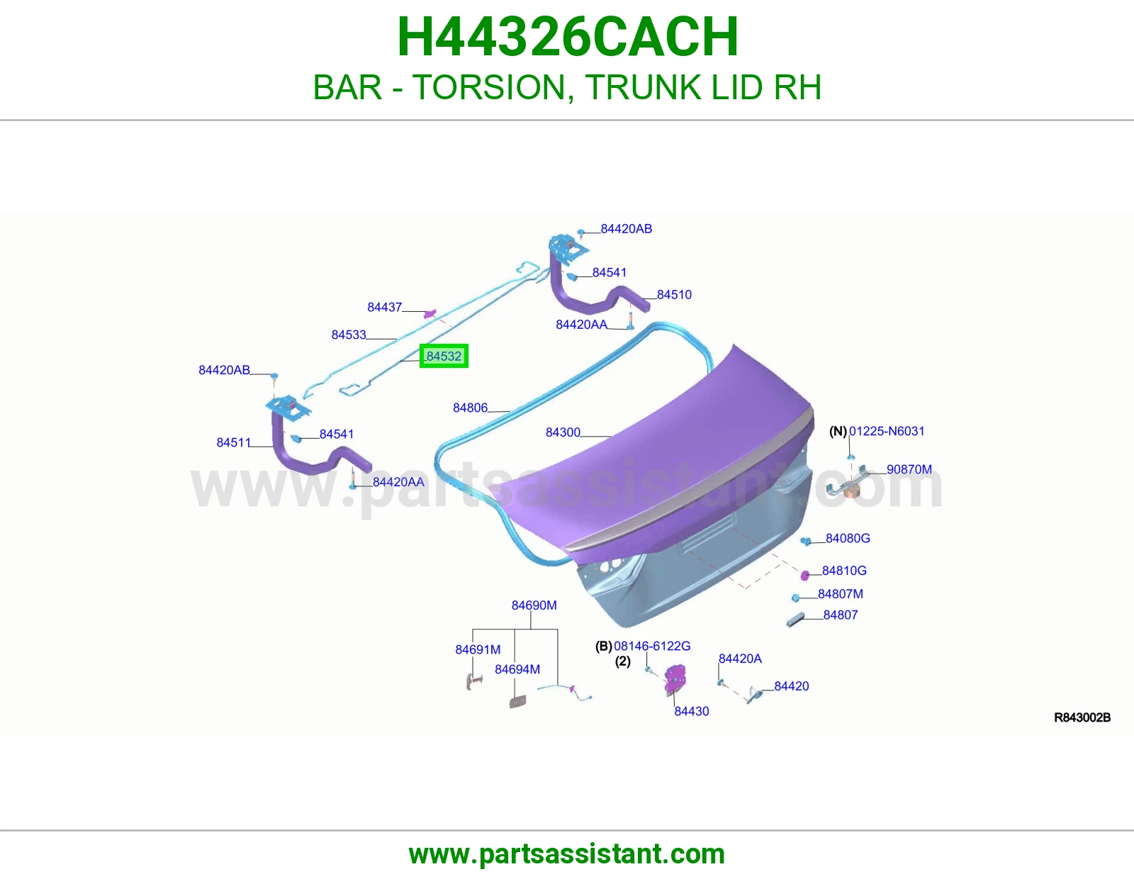 عمود ياي غطاء شنطة يمين H44326CACH