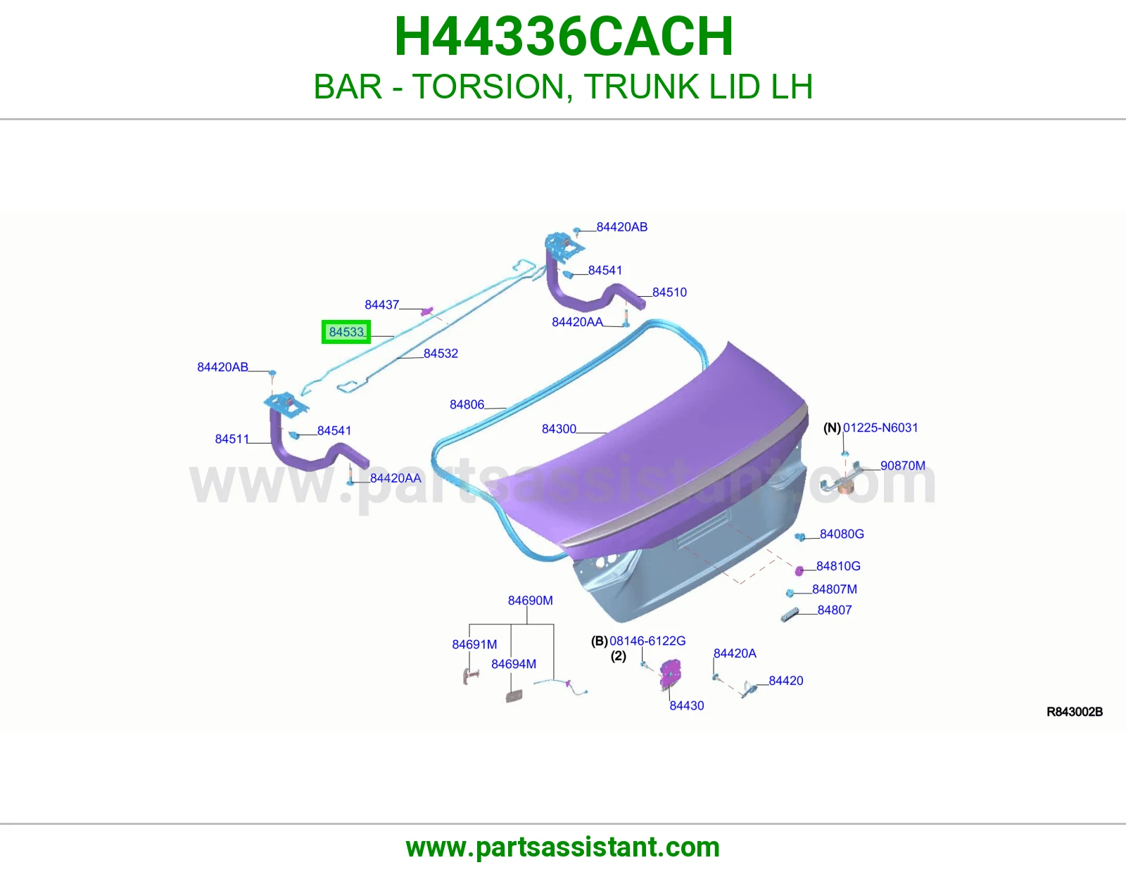 عمود ياي غطاء شنطة يسار H44336CACH