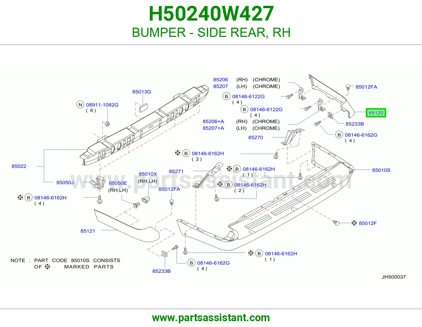زاويه صدام خلفي يمين H50240W427