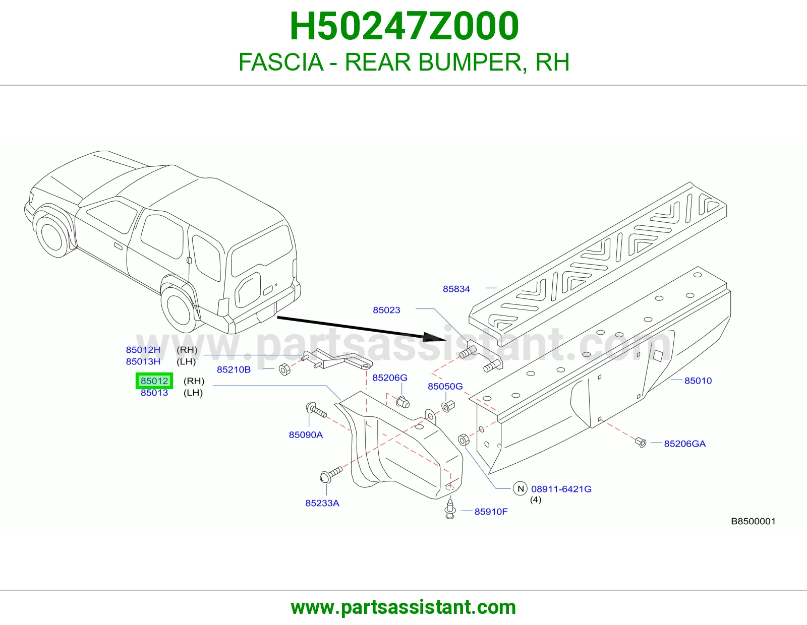 ركن صدام خلفي يمين H50247Z000