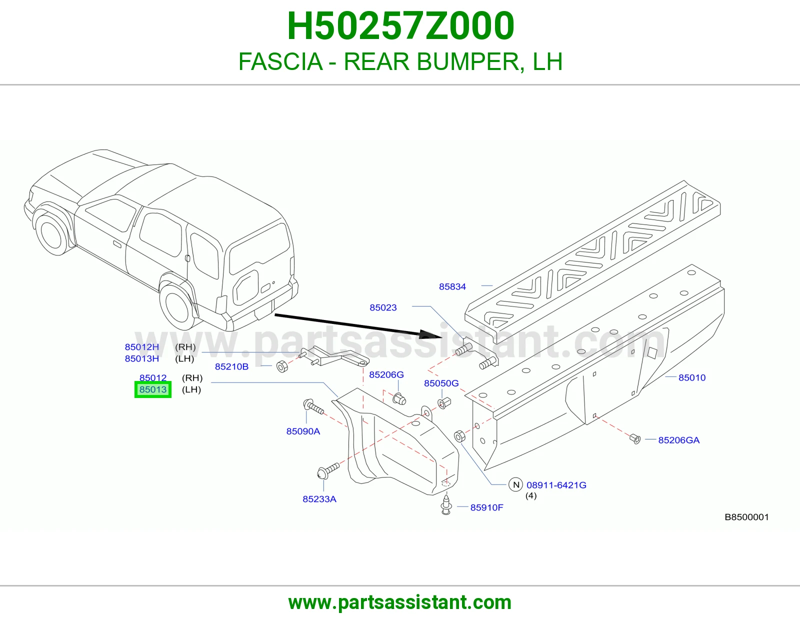 ركن صدام خلفي يسار H50257Z000