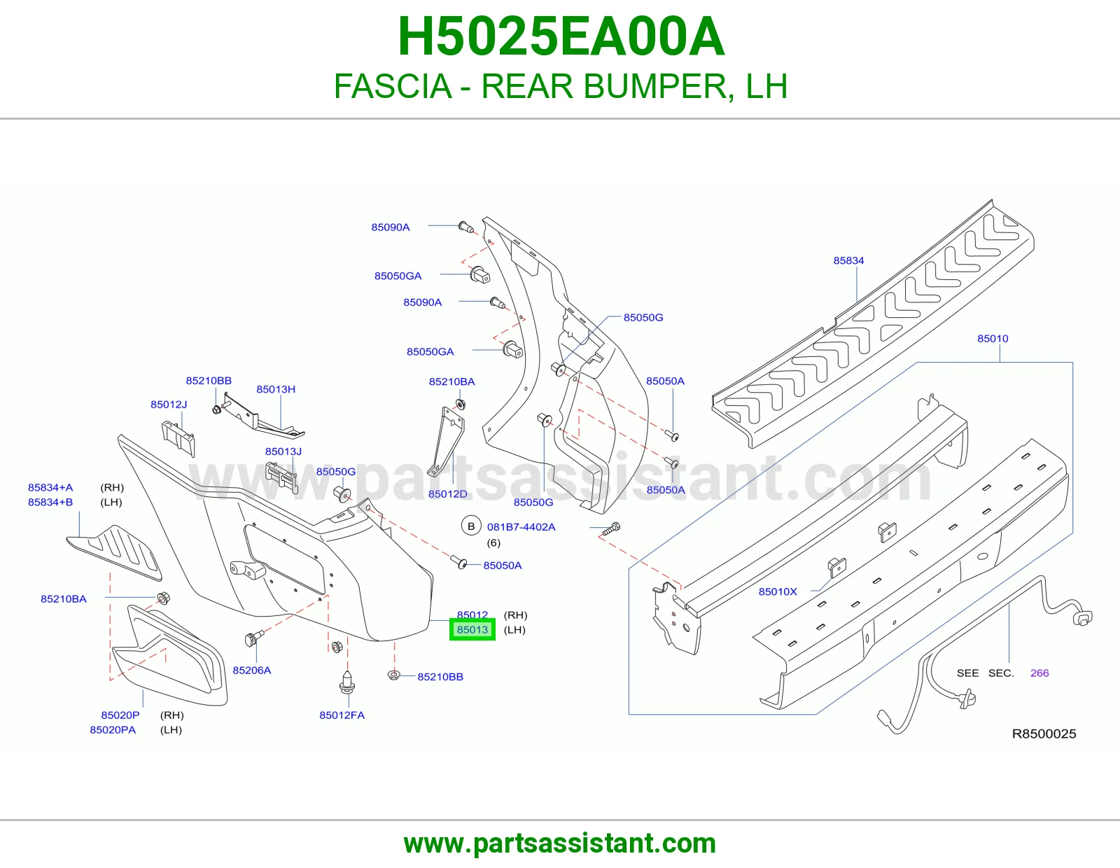 ركن صدام خلفي يسار H5025EA00A