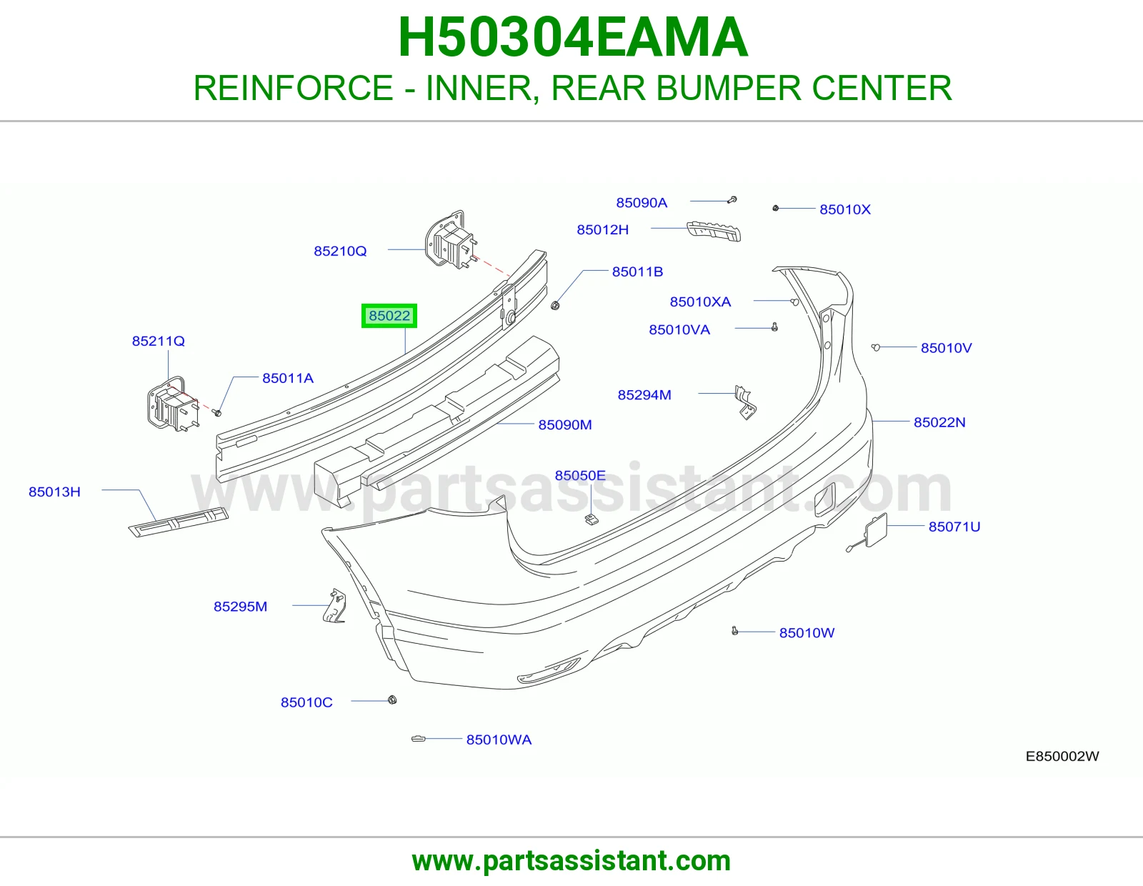 تقوية داخلي صدام خلفي وسط H50304EAMA