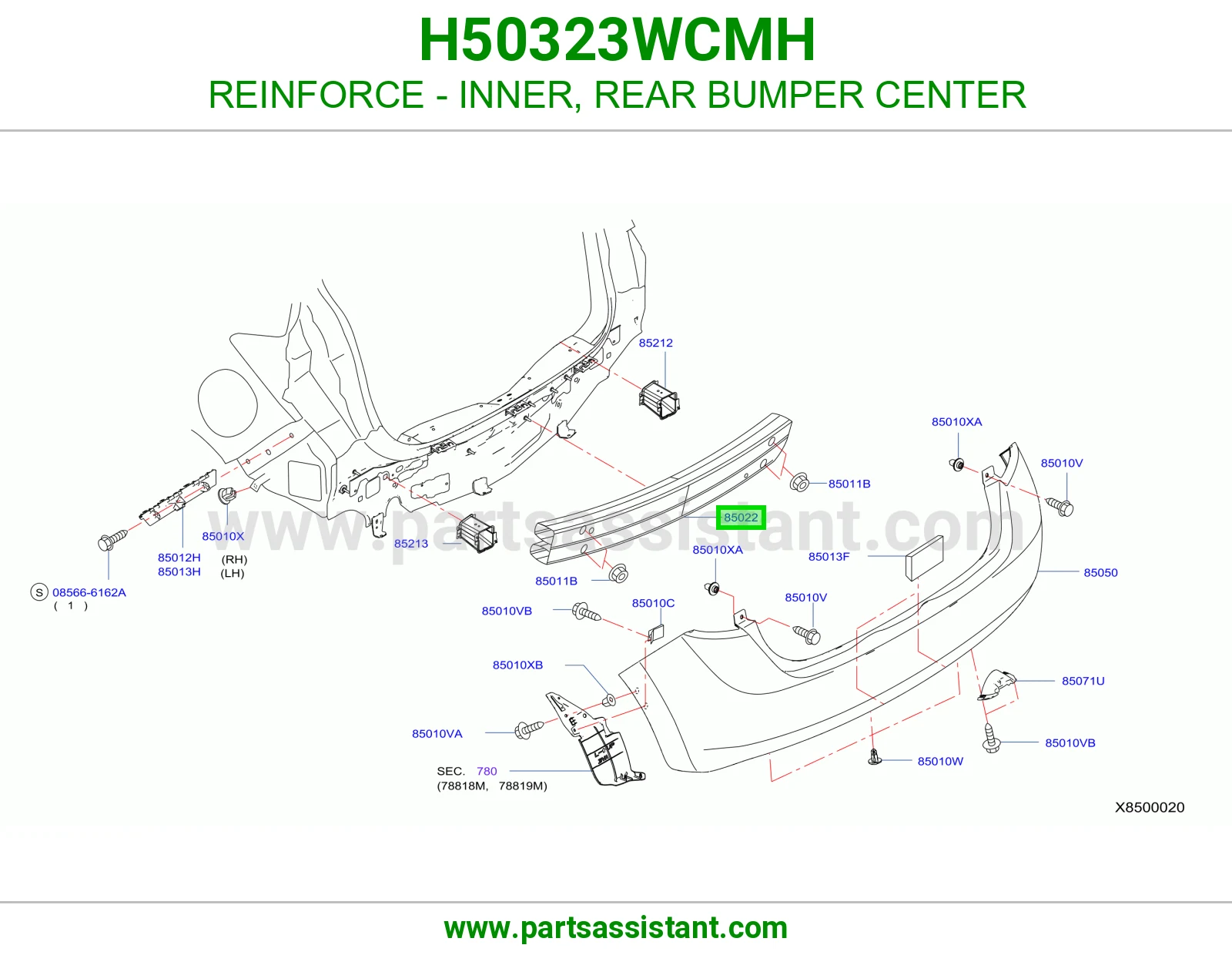 تقوية داخلي صدام خلفي وسط H50323WCMH