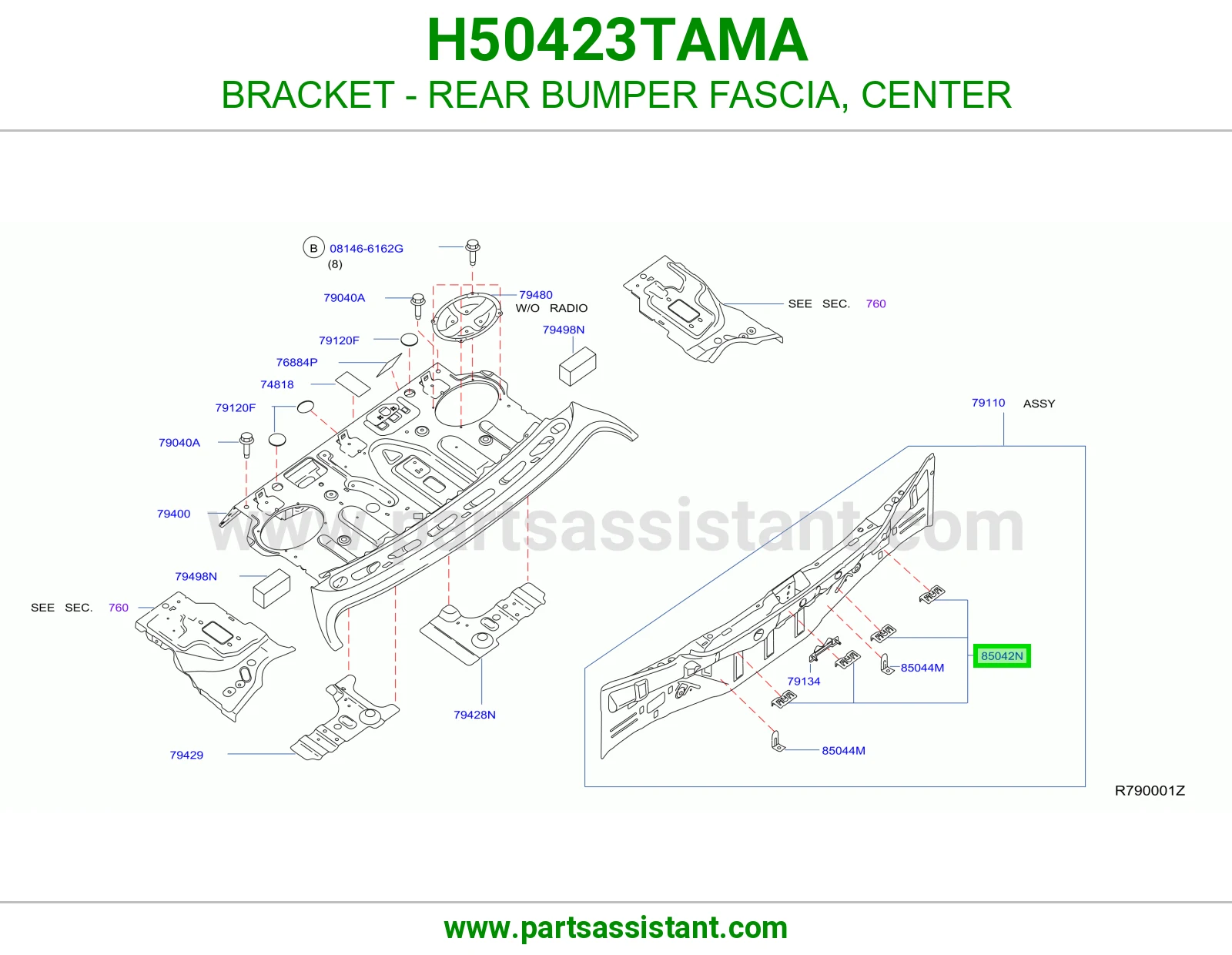 قاعدة وجه صدام خلفي وسط H50423TAMA