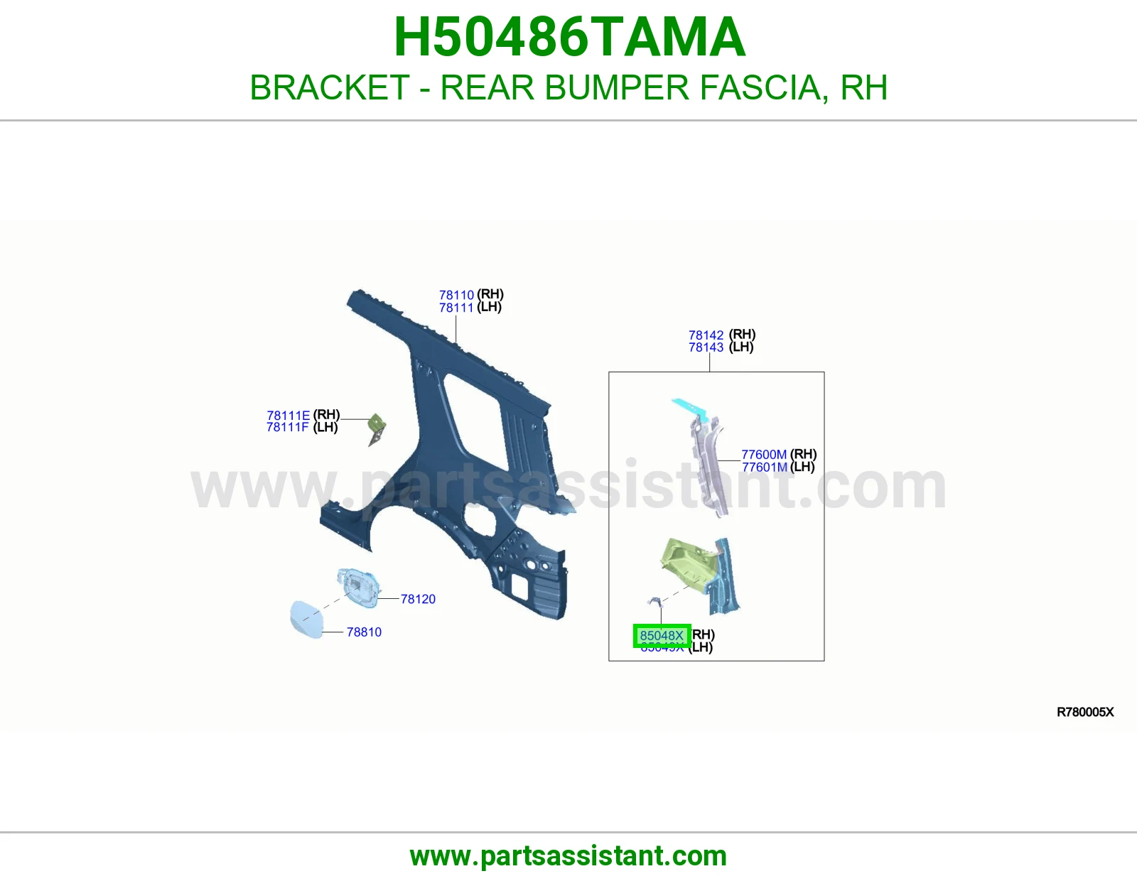 قاعدة وجه صدام خلفي يمين H50486TAMA
