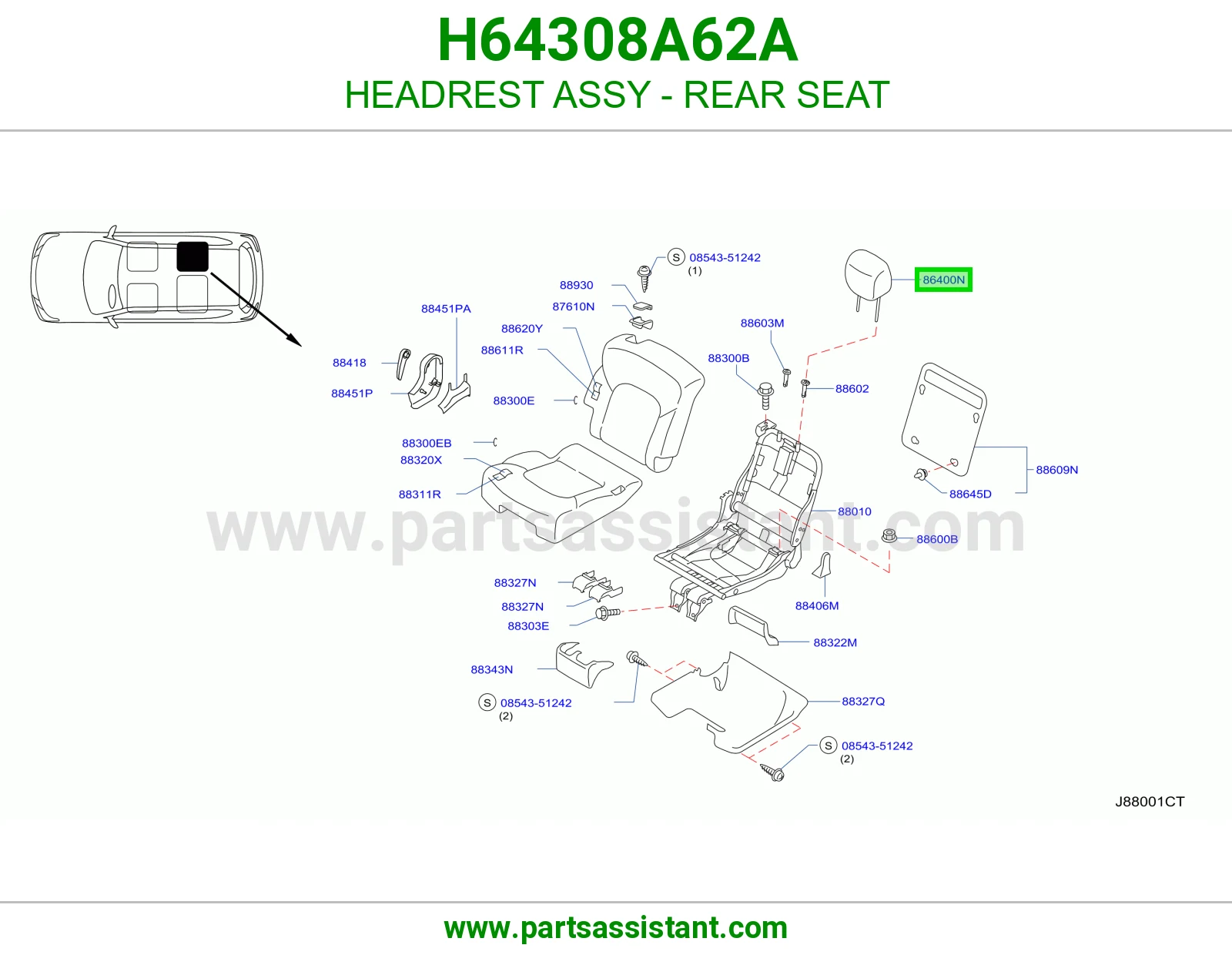 مخدة راس مرتبة خلفي كاملة H64308A62A
