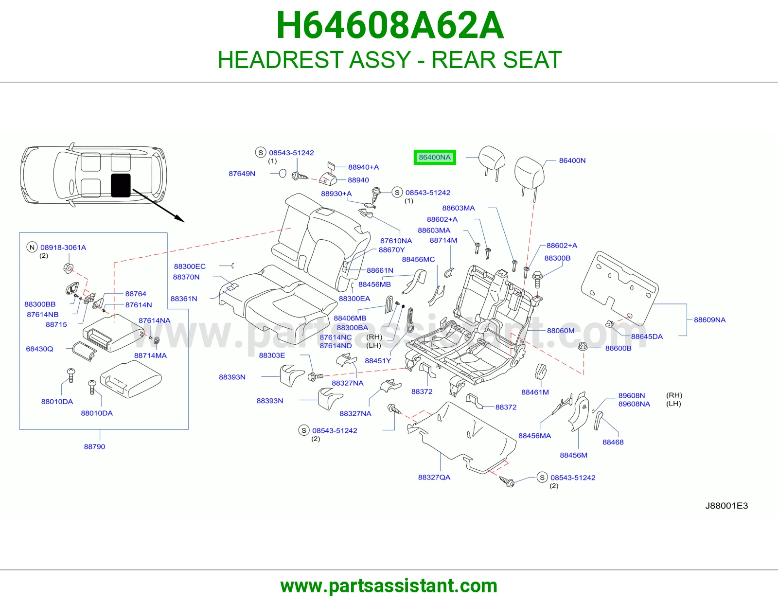 مخدة راس مرتبة خلفي كاملة H64608A62A