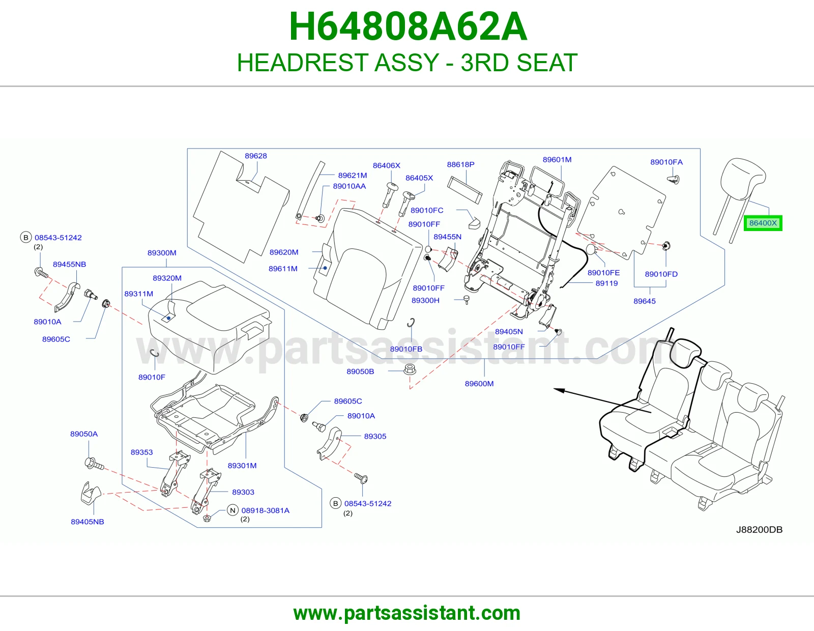 مخدة راس مرتبة صف ثالث كاملة H64808A62A