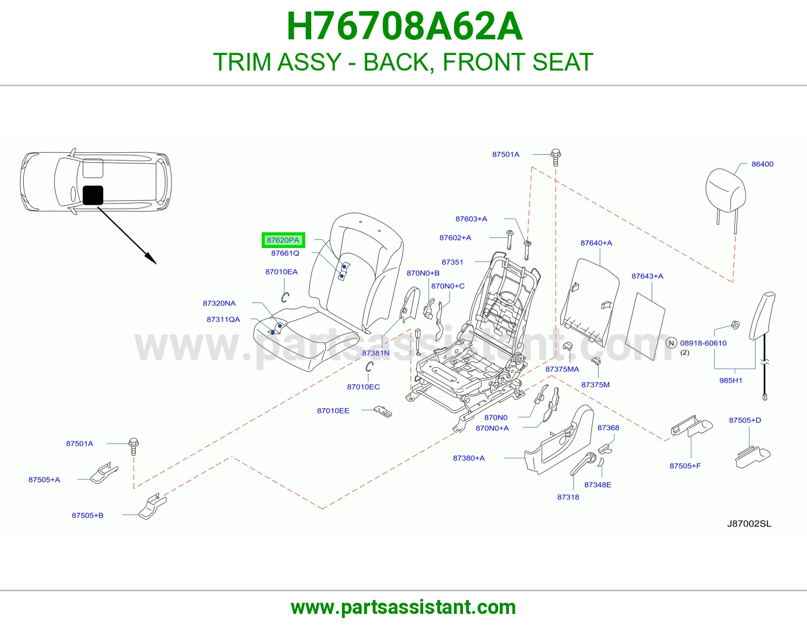 تلبيسة ظهر مرتبة أمامي كاملة H76708A62A