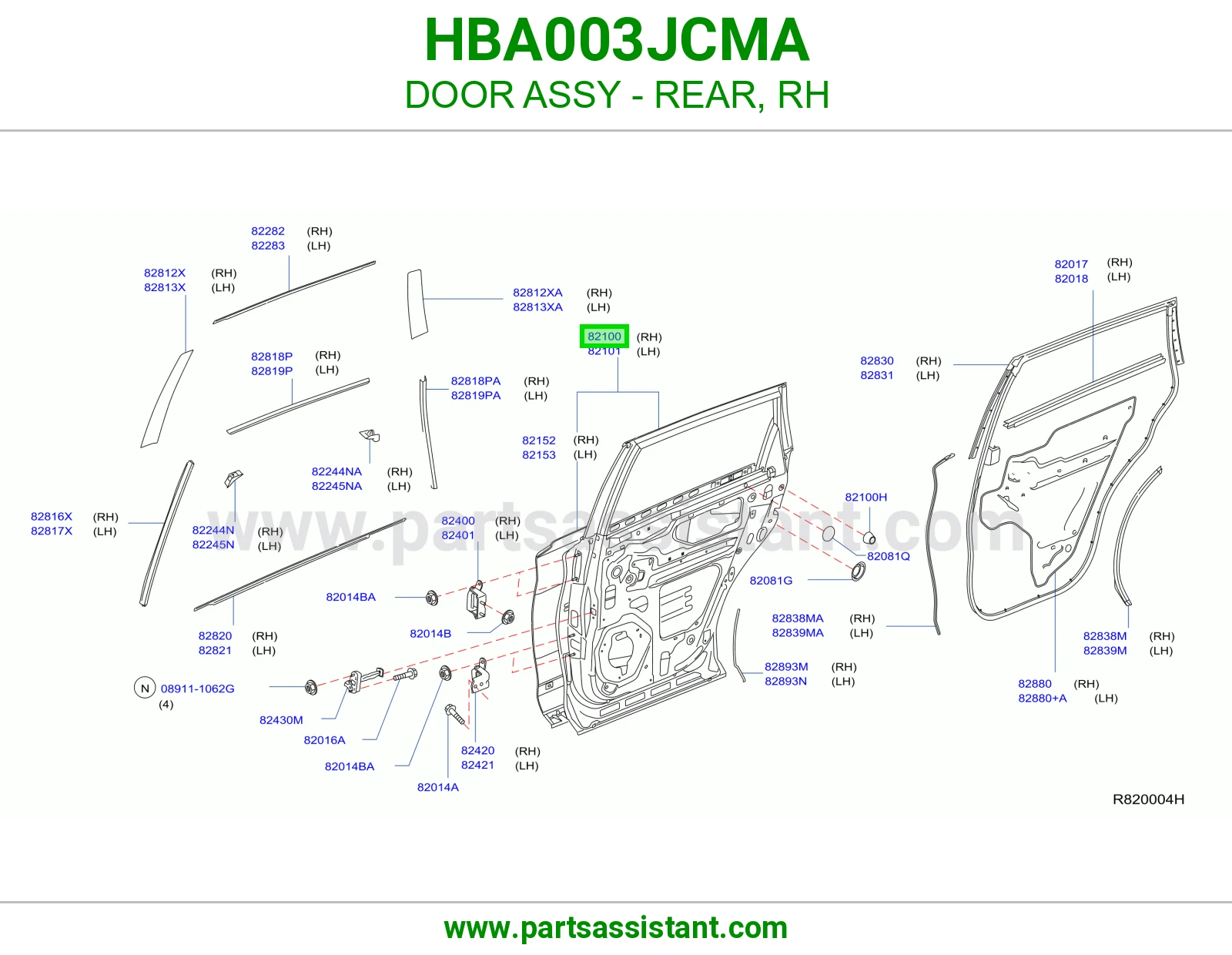 باب خلفي يمين كامل HBA003JCMA