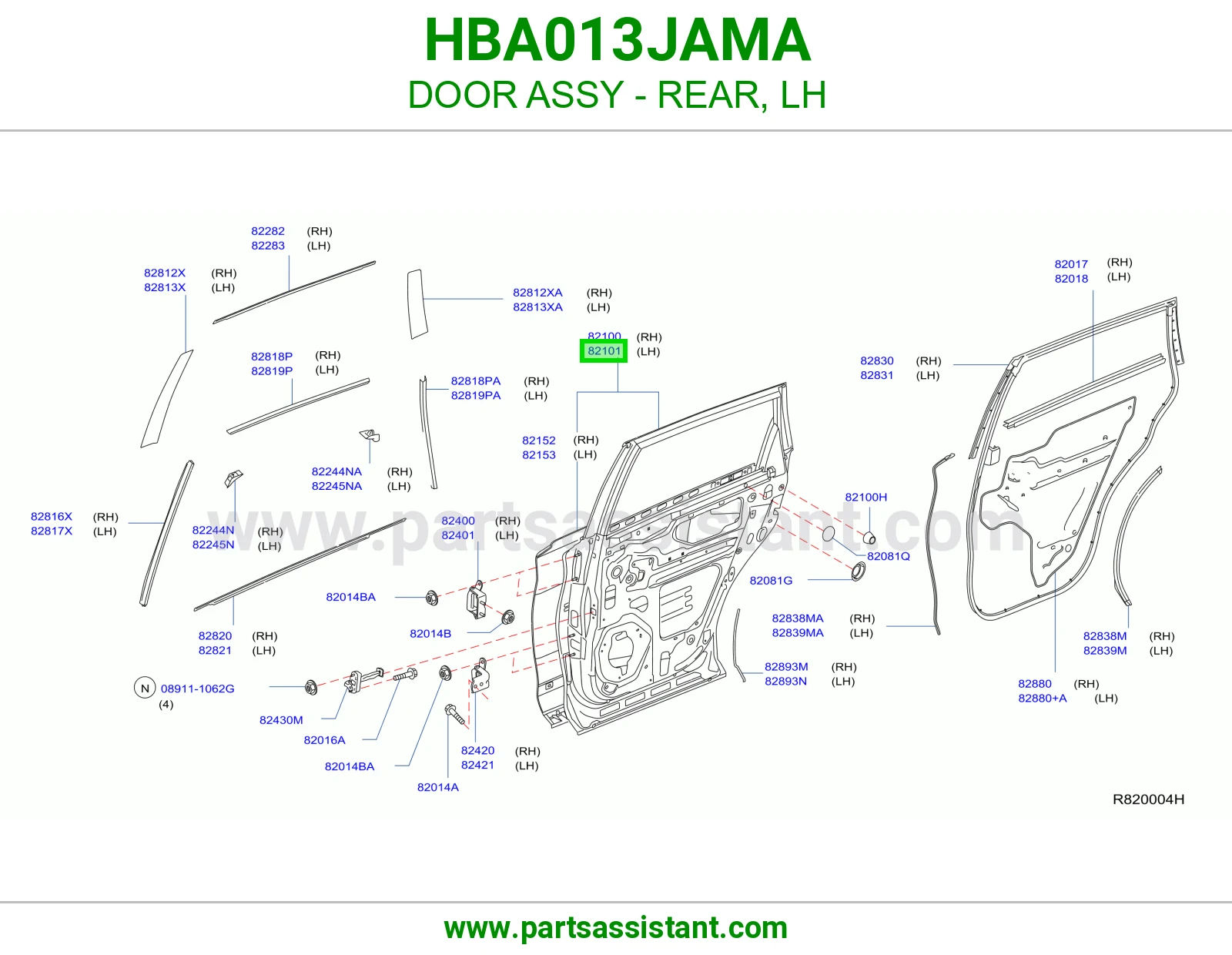 باب خلفي يسار كامل HBA013JAMA