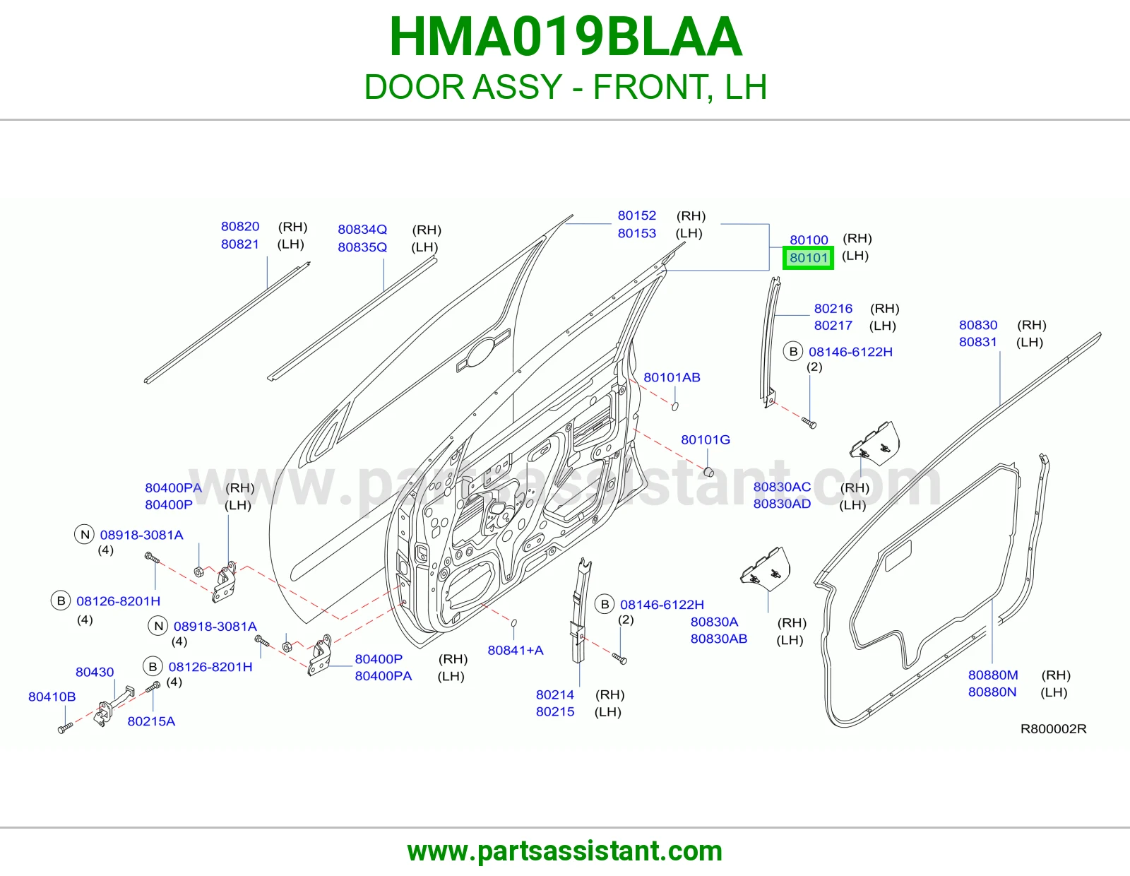 باب امامي يسار HMA019BLAA