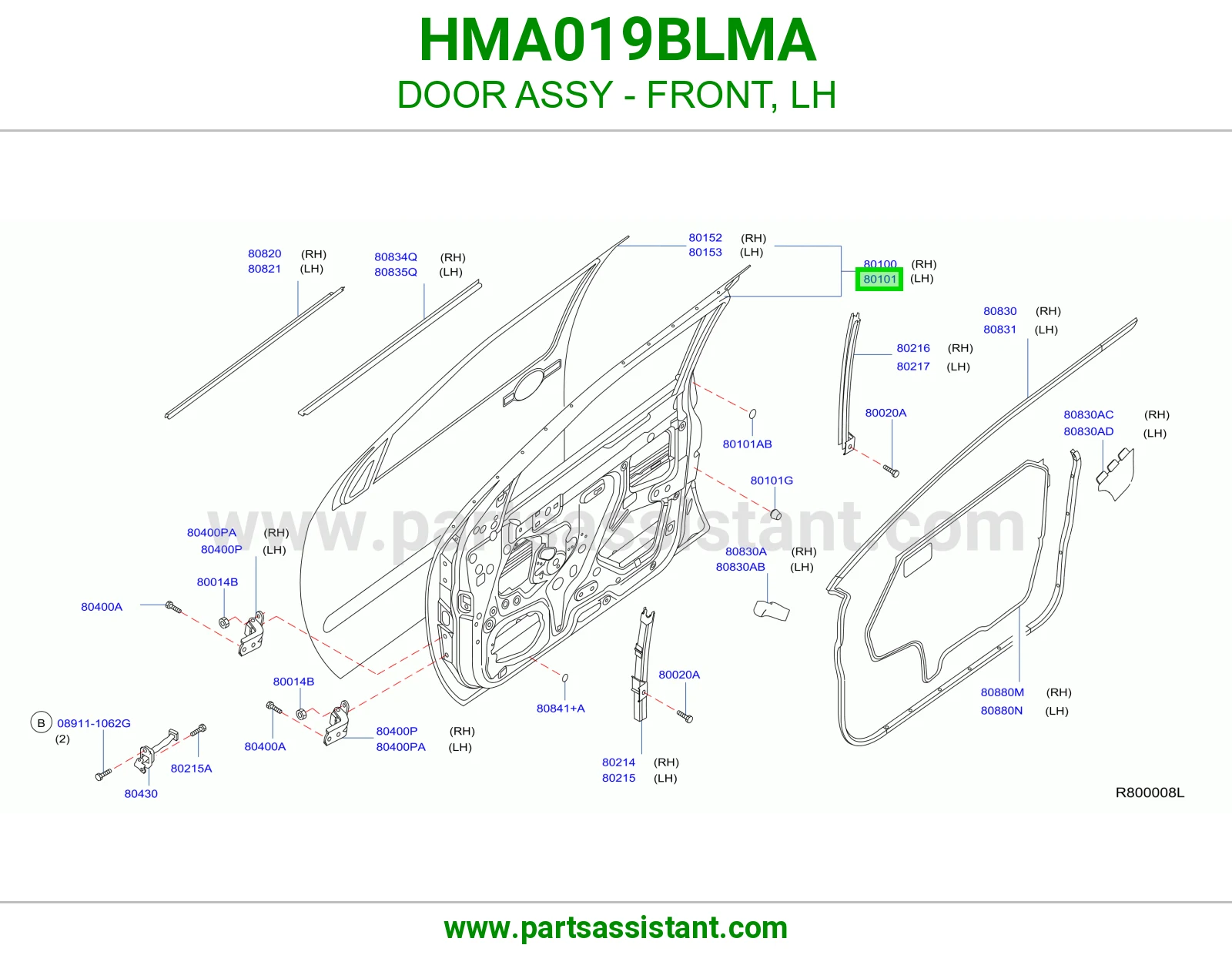 باب امامي يسار HMA019BLMA