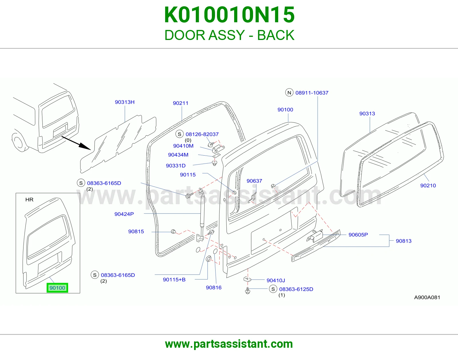 DOOR ASSY - BACK K010010N15