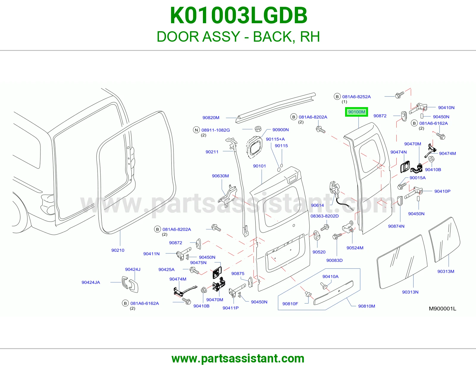 باب شنطه خلفي يسار K01003LGDB