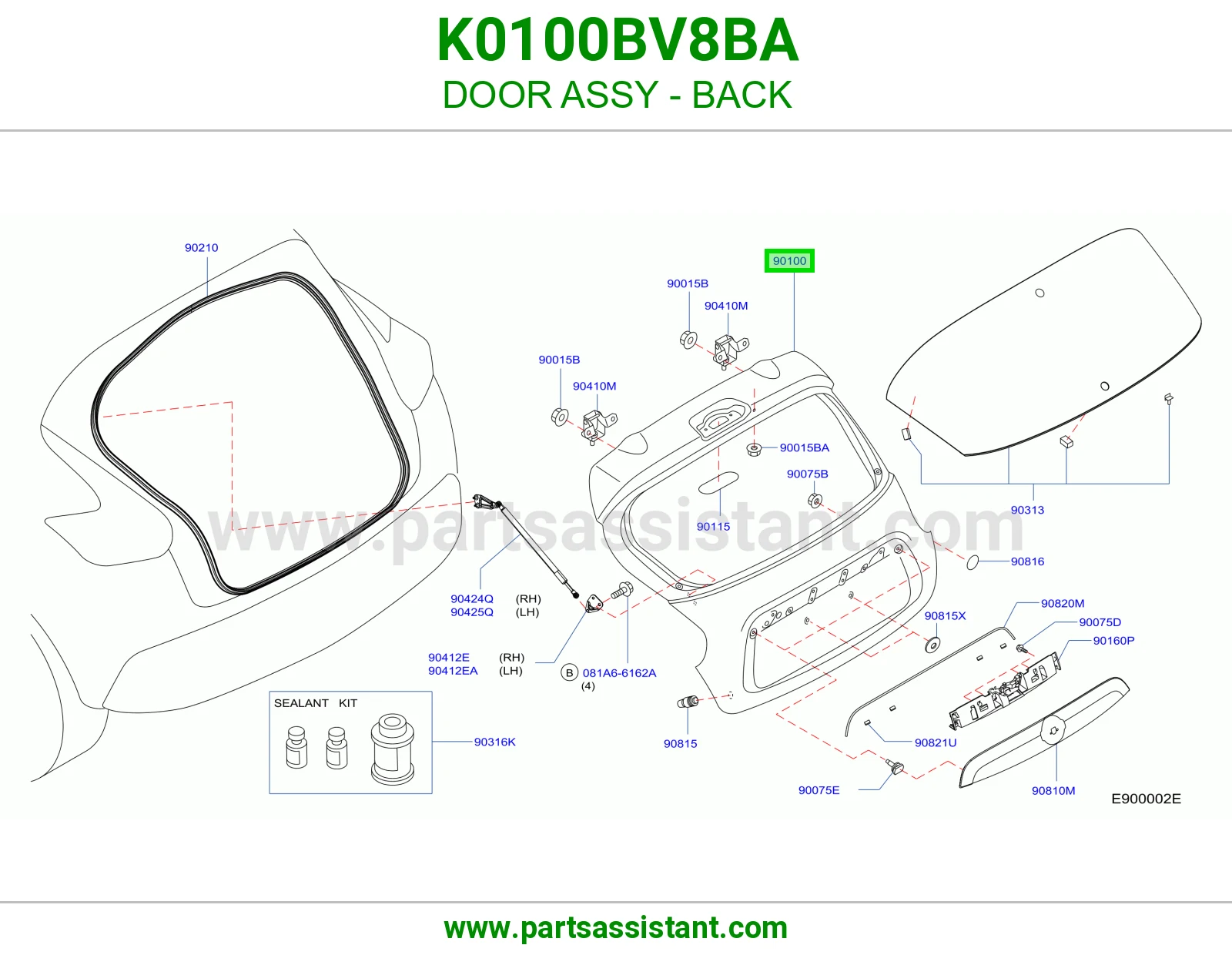 DOOR ASSY - BACK K0100BV8BA
