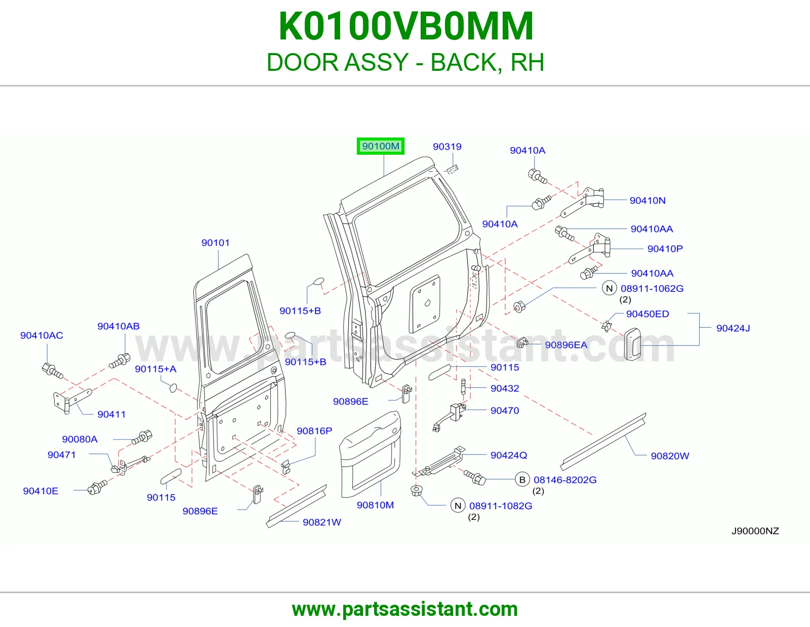 باب شنطه خلفي يسار K0100VB0MM