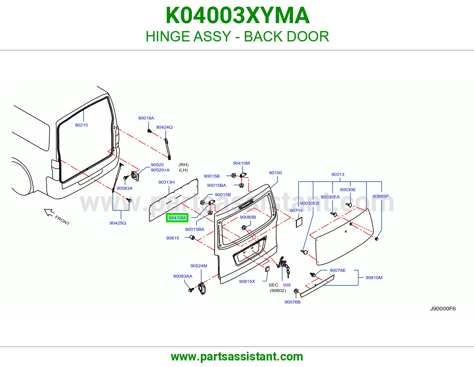 مفصله باب شنطه K04003XYMA