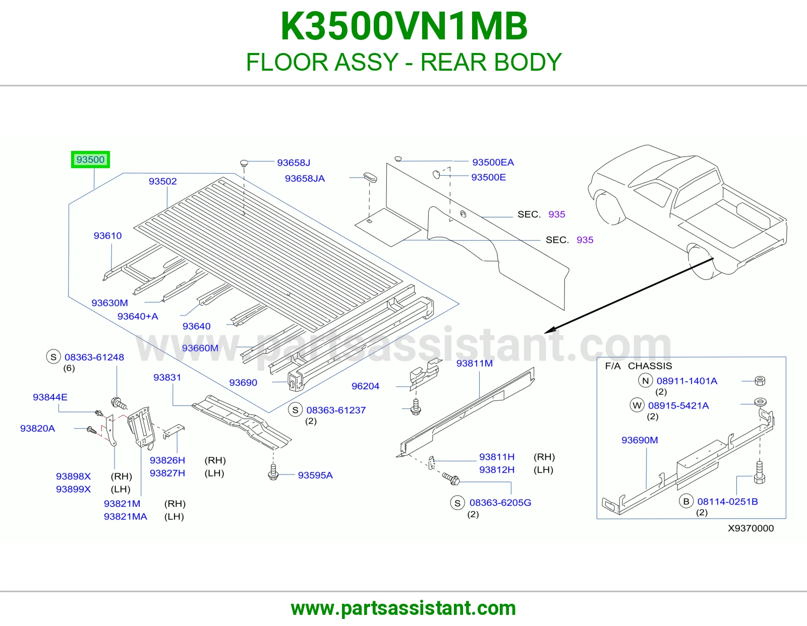 أرضية بودي خلفي كاملة K3500VN1MB