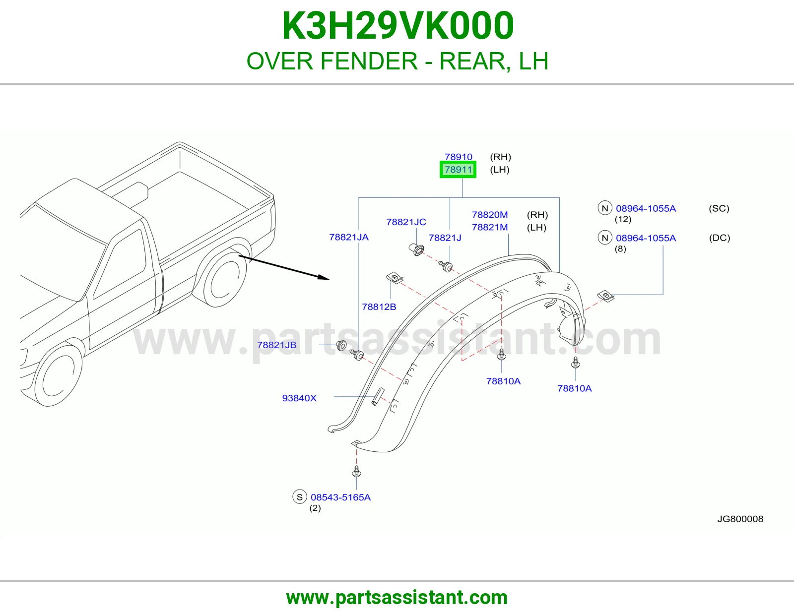 توسعة رفرف خلفي يسار K3H29VK000