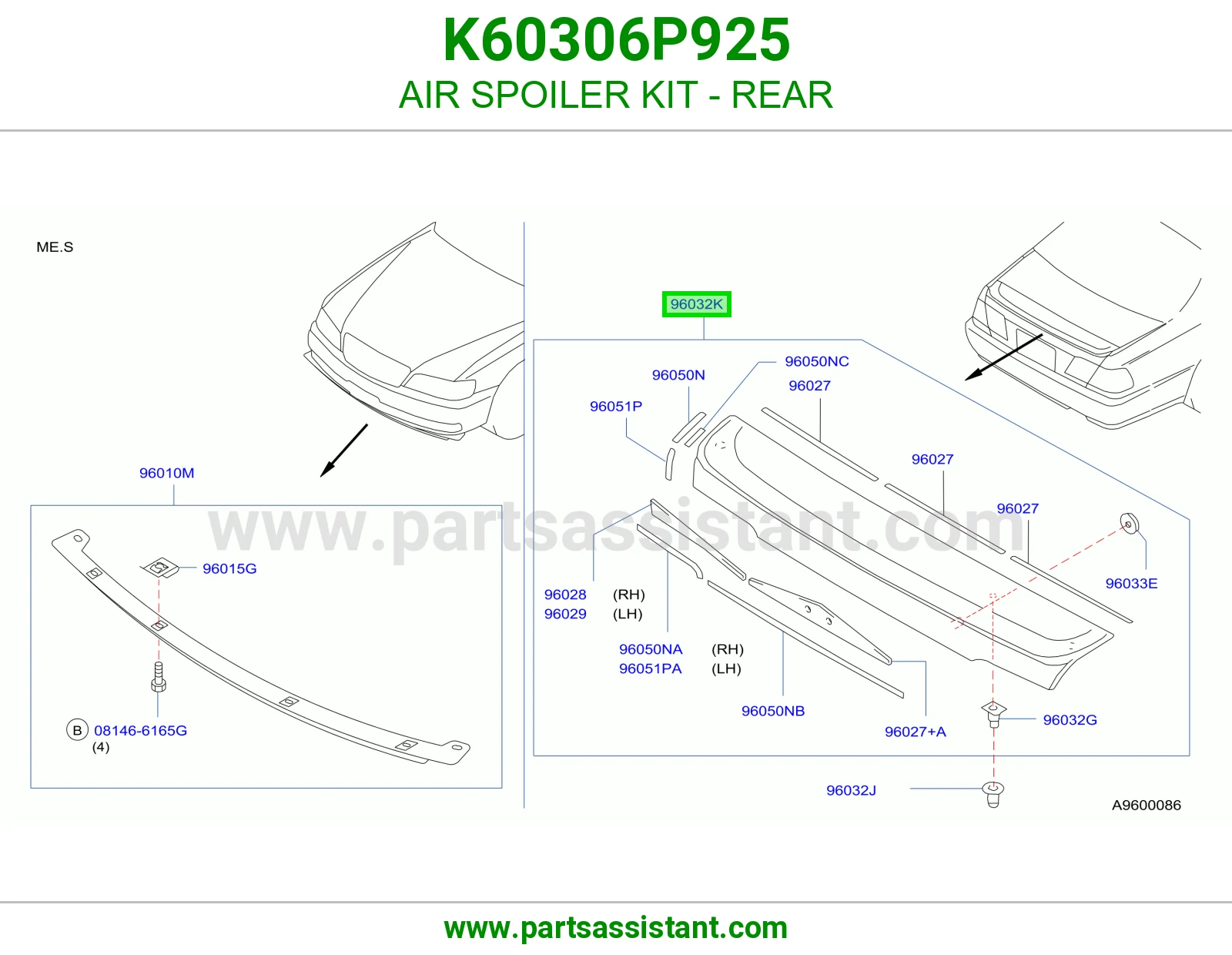 طقم جناح خلفي K60306P925