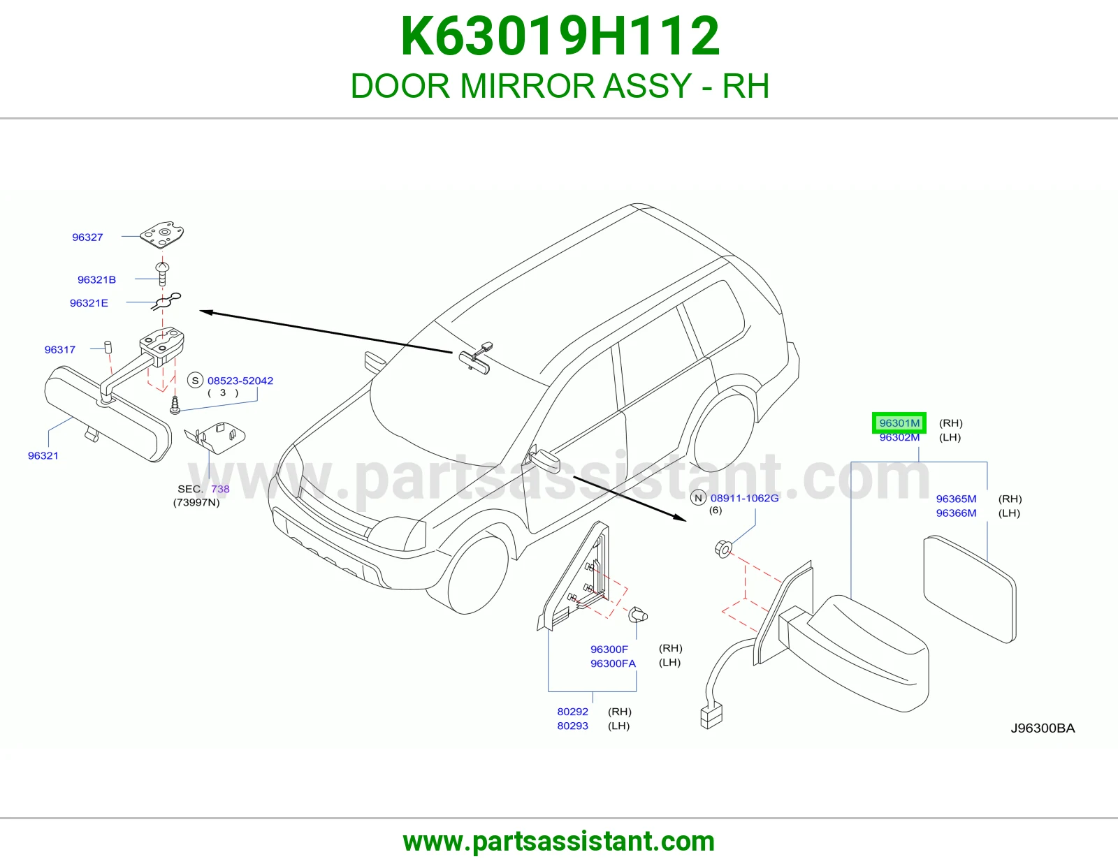 مرايه جانبيه امامي يمين K63019H112