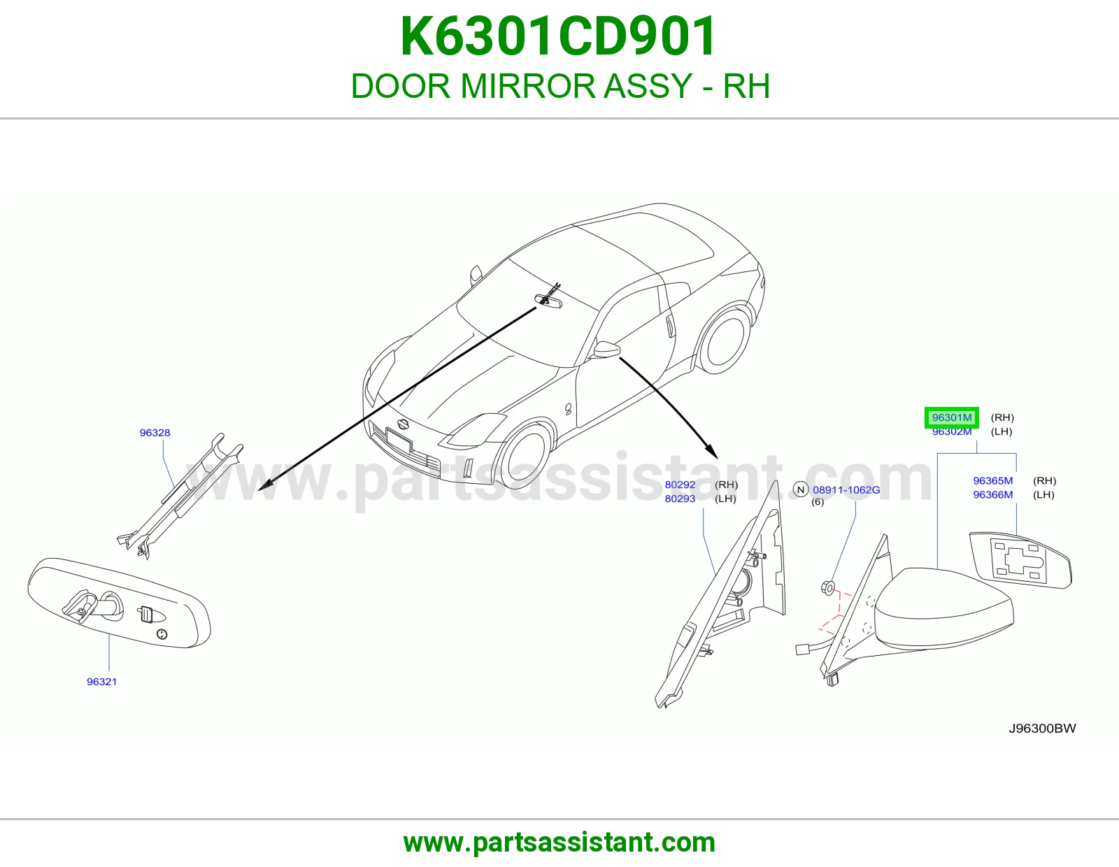 مرايه جانبيه امامي يمين K6301CD901