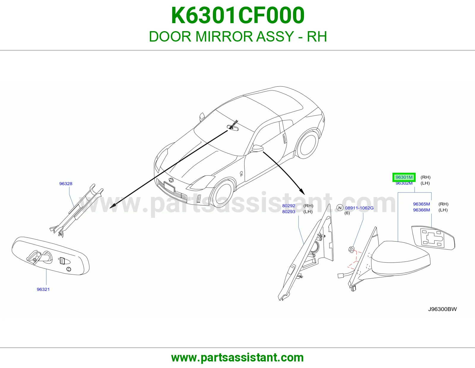 مرايه جانبيه امامي يمين K6301CF000