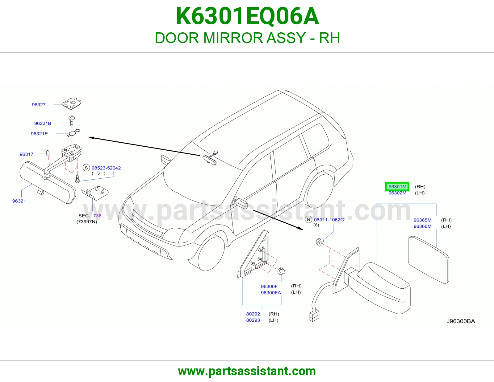 مرايه جانبيه امامي يمين K6301EQ06A