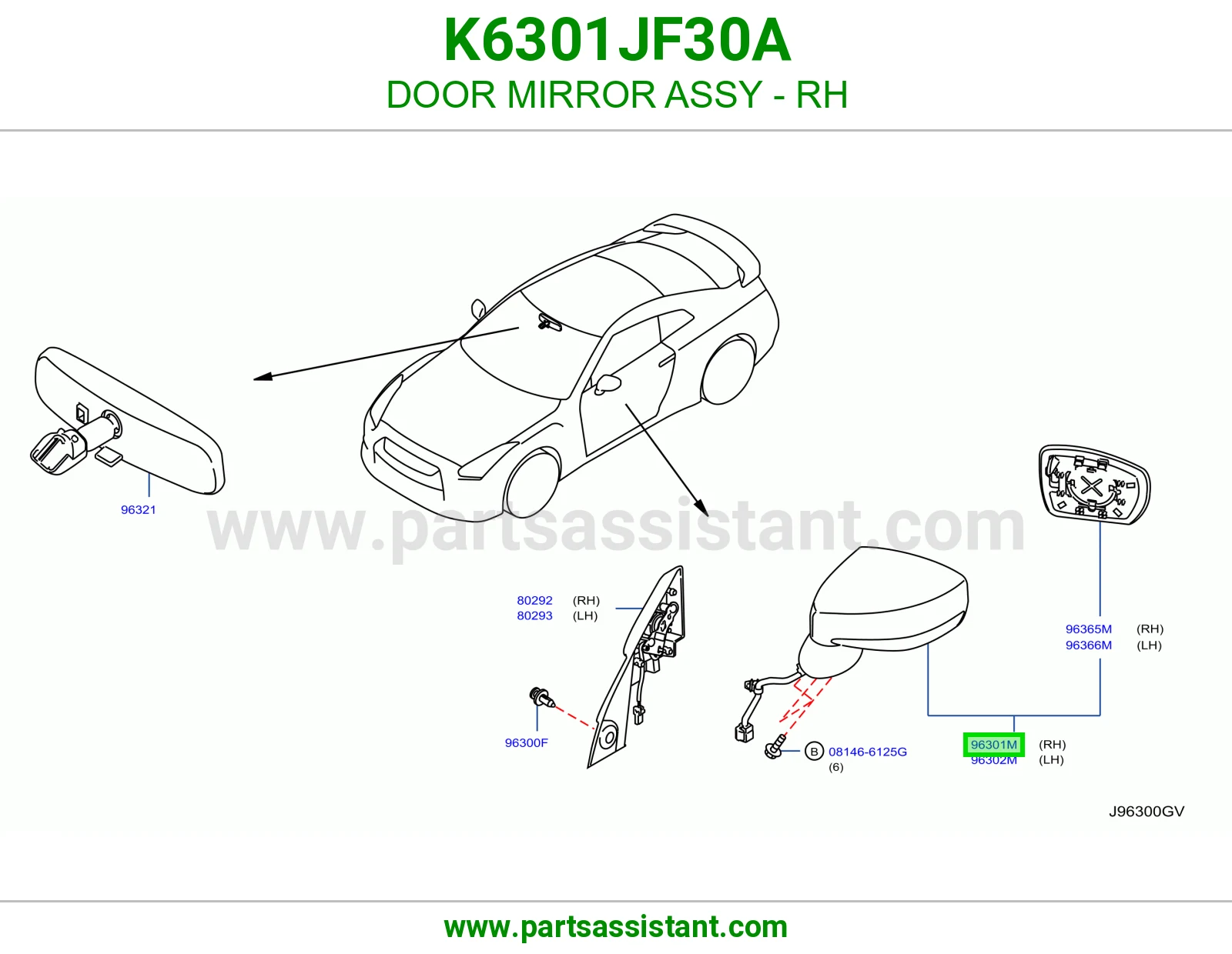 مرايه جانبيه امامي يمين K6301JF30A
