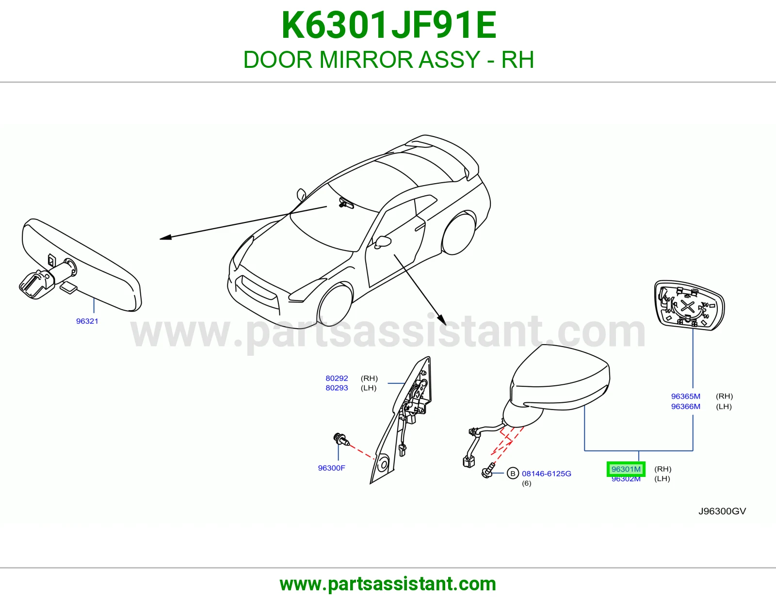 مرايه جانبيه امامي يمين K6301JF91E