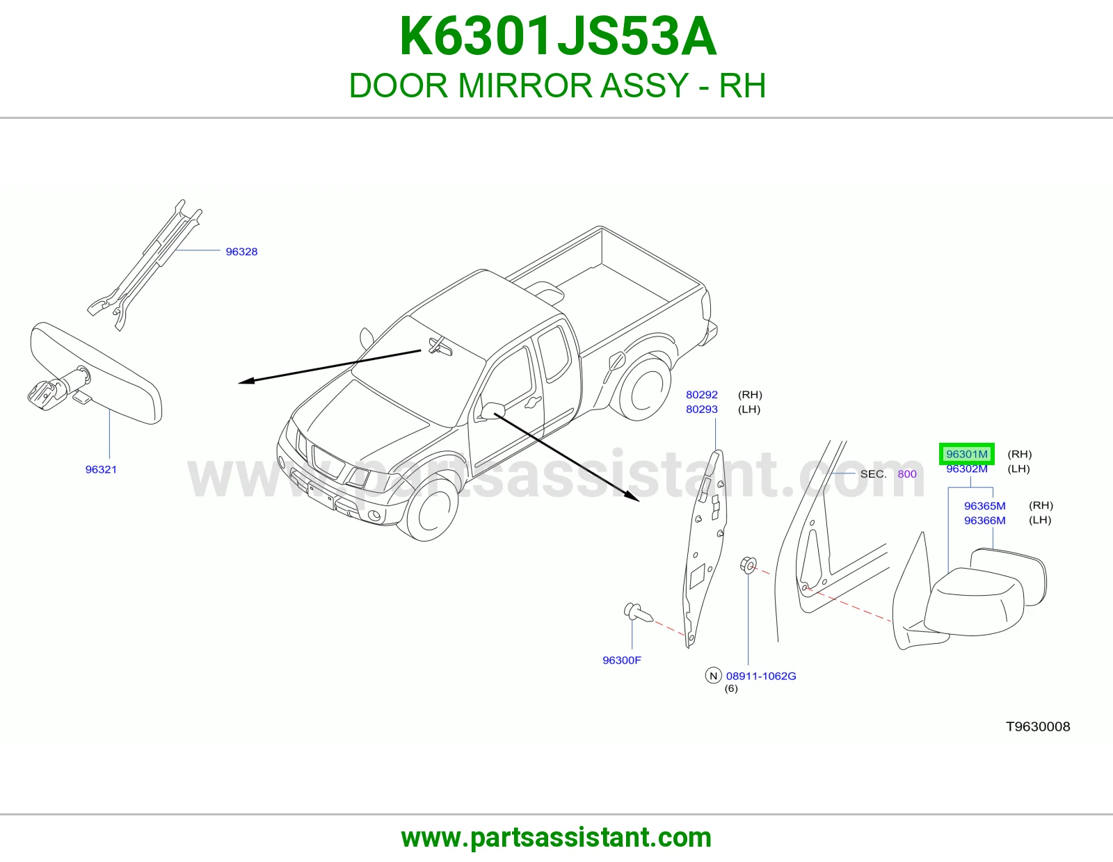مرايه جانبيه امامي يمين K6301JS53A