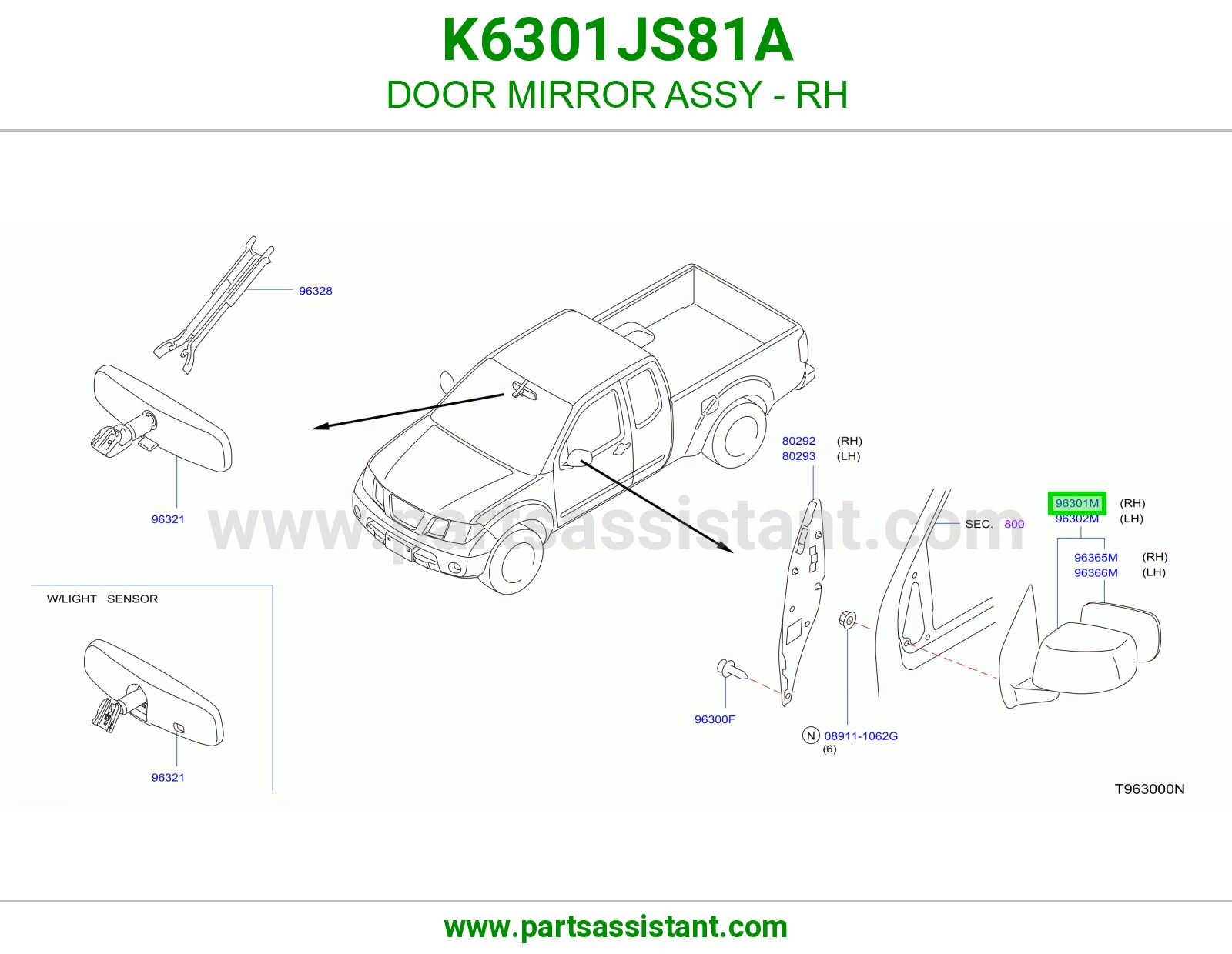 مرايه جانبيه امامي يمين K6301JS81A