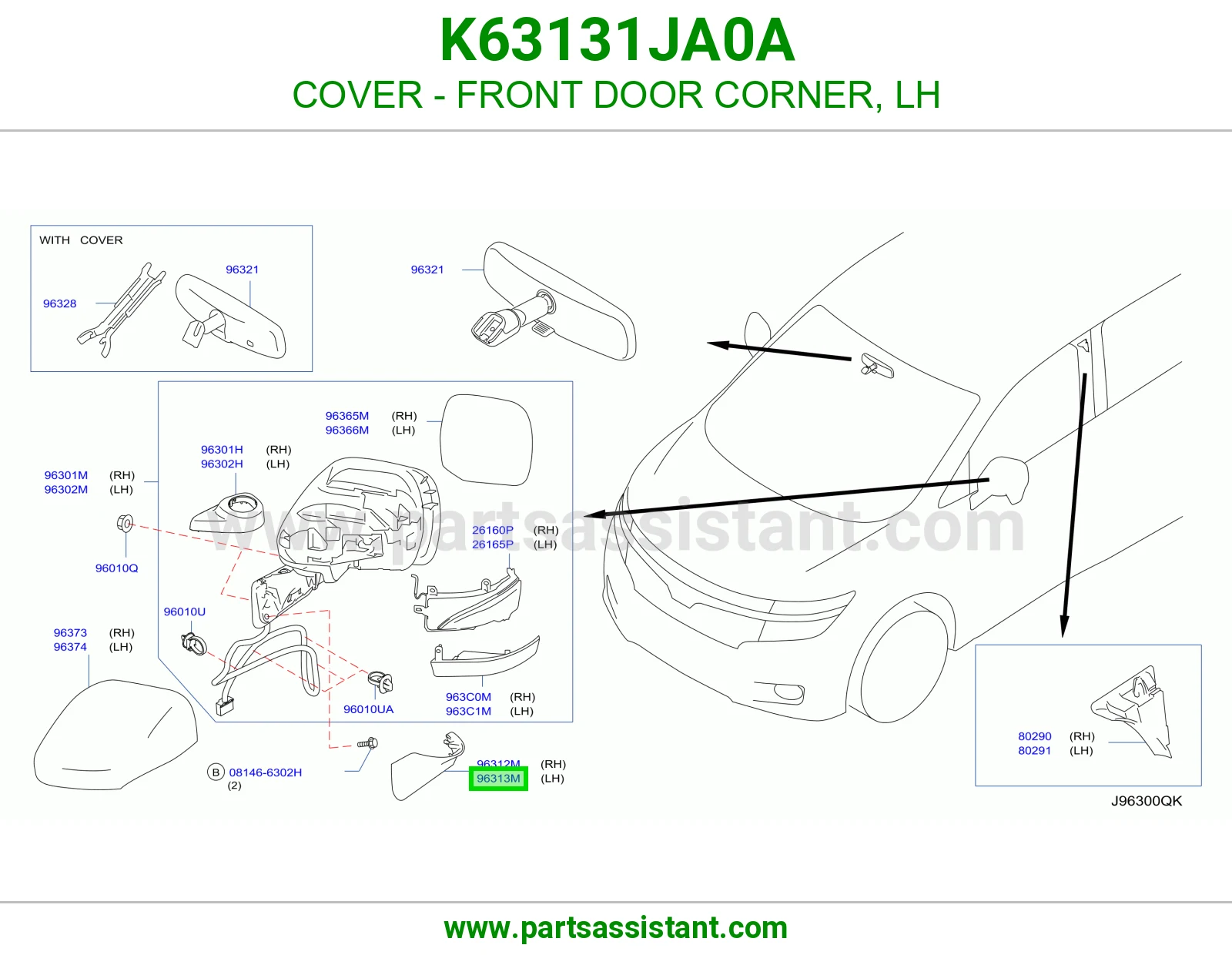 غطاء ركن باب أمامي يسار K63131JA0A