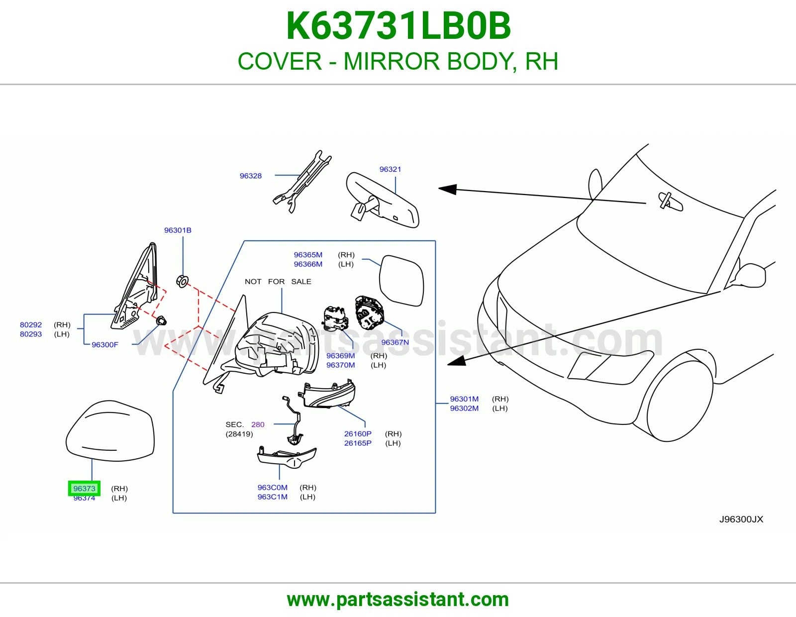 غطا مرايه امامي يمين K63731LB0B
