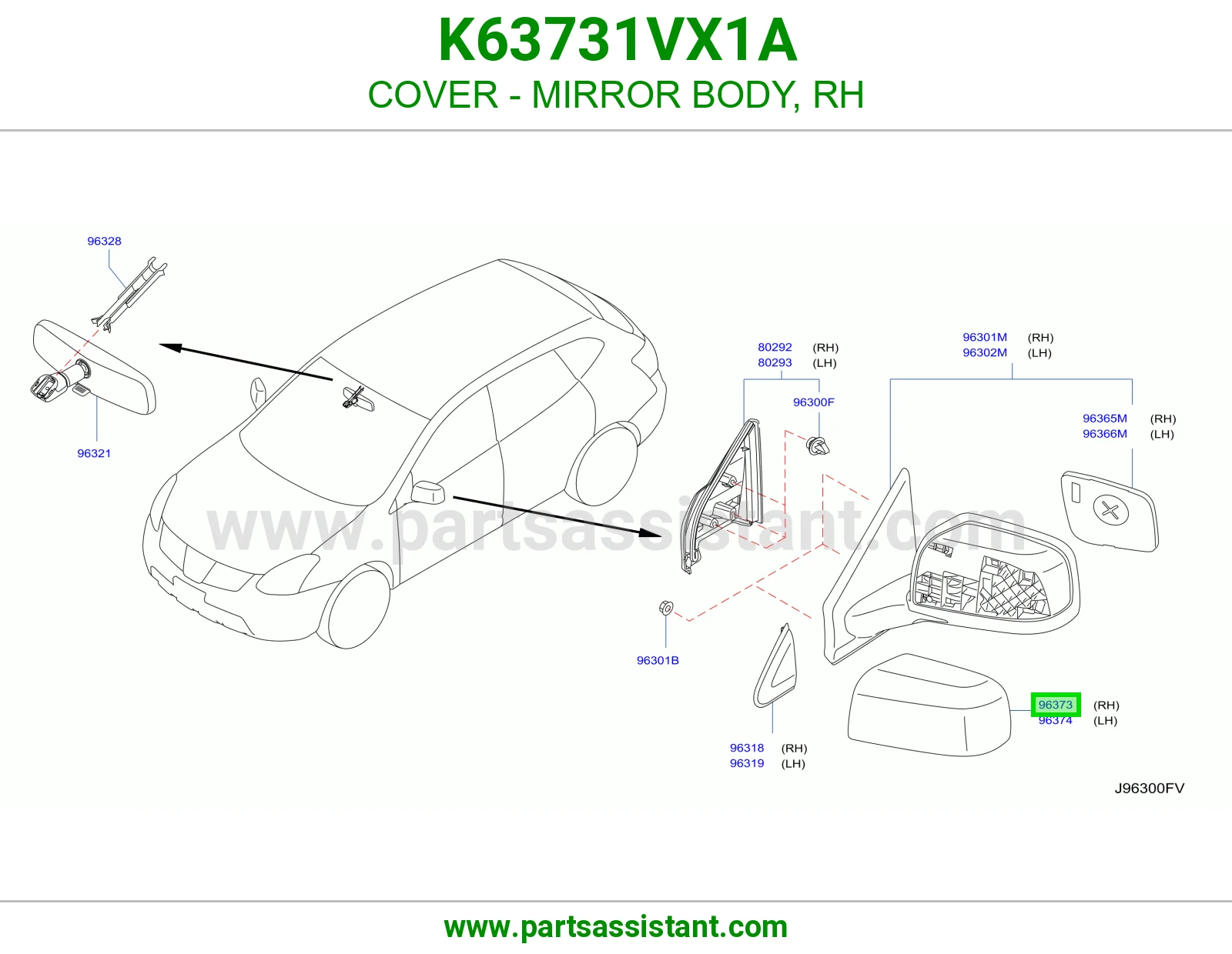 غطا مرايه امامي يمين K63731VX1A
