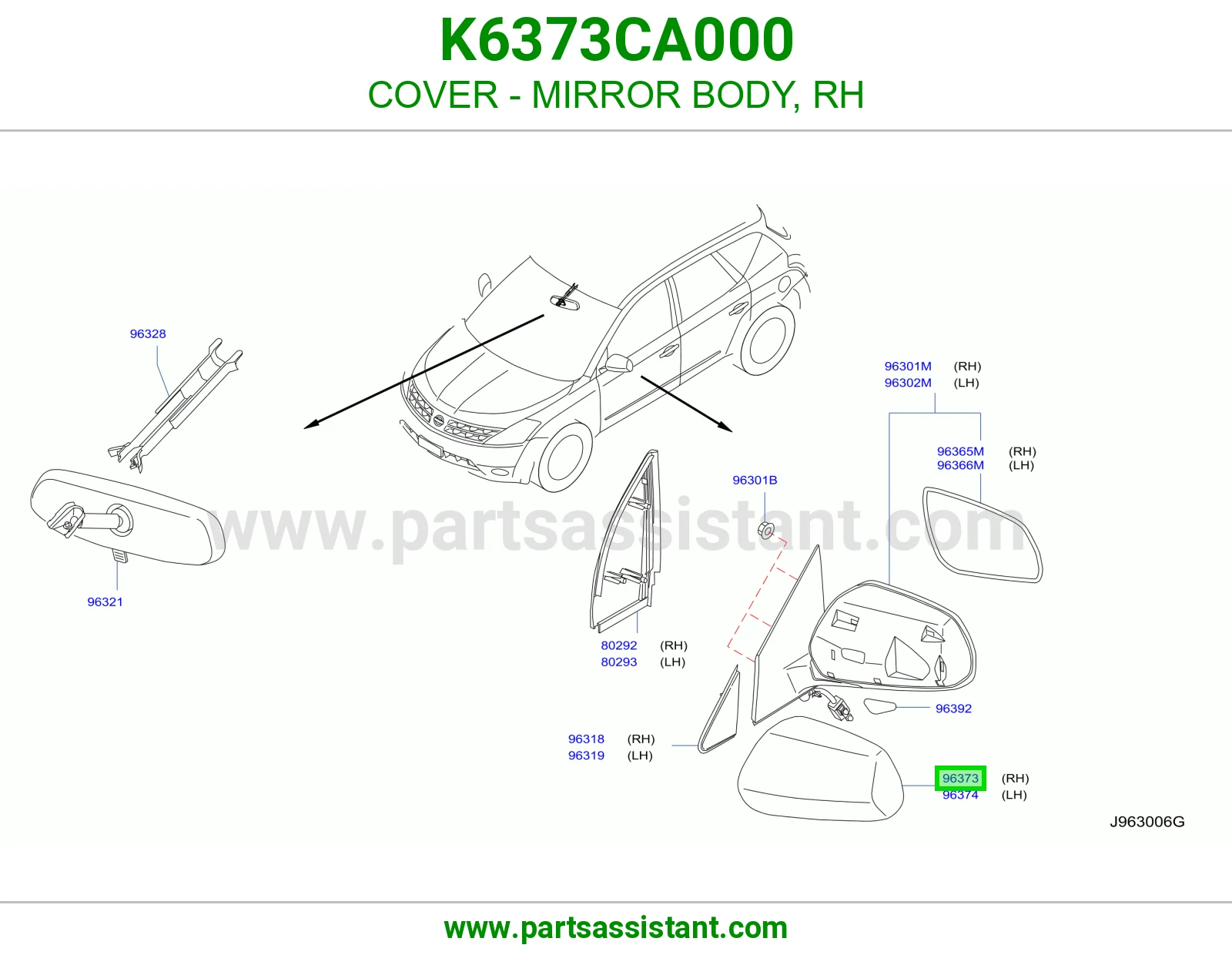 غطا مرايه امامي يمين K6373CA000