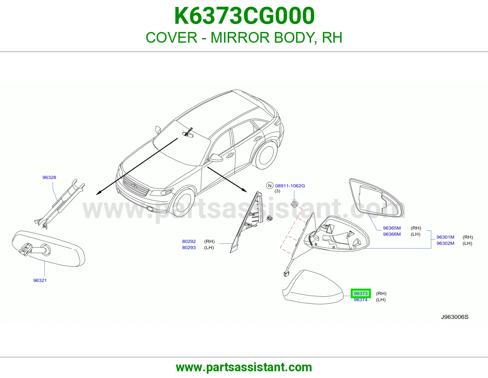 غطا مرايه امامي يمين K6373CG000