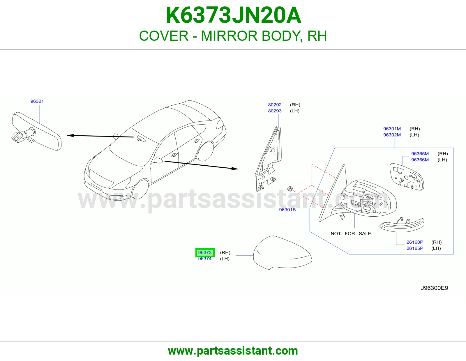 غطا مرايه امامي يمين K6373JN20A