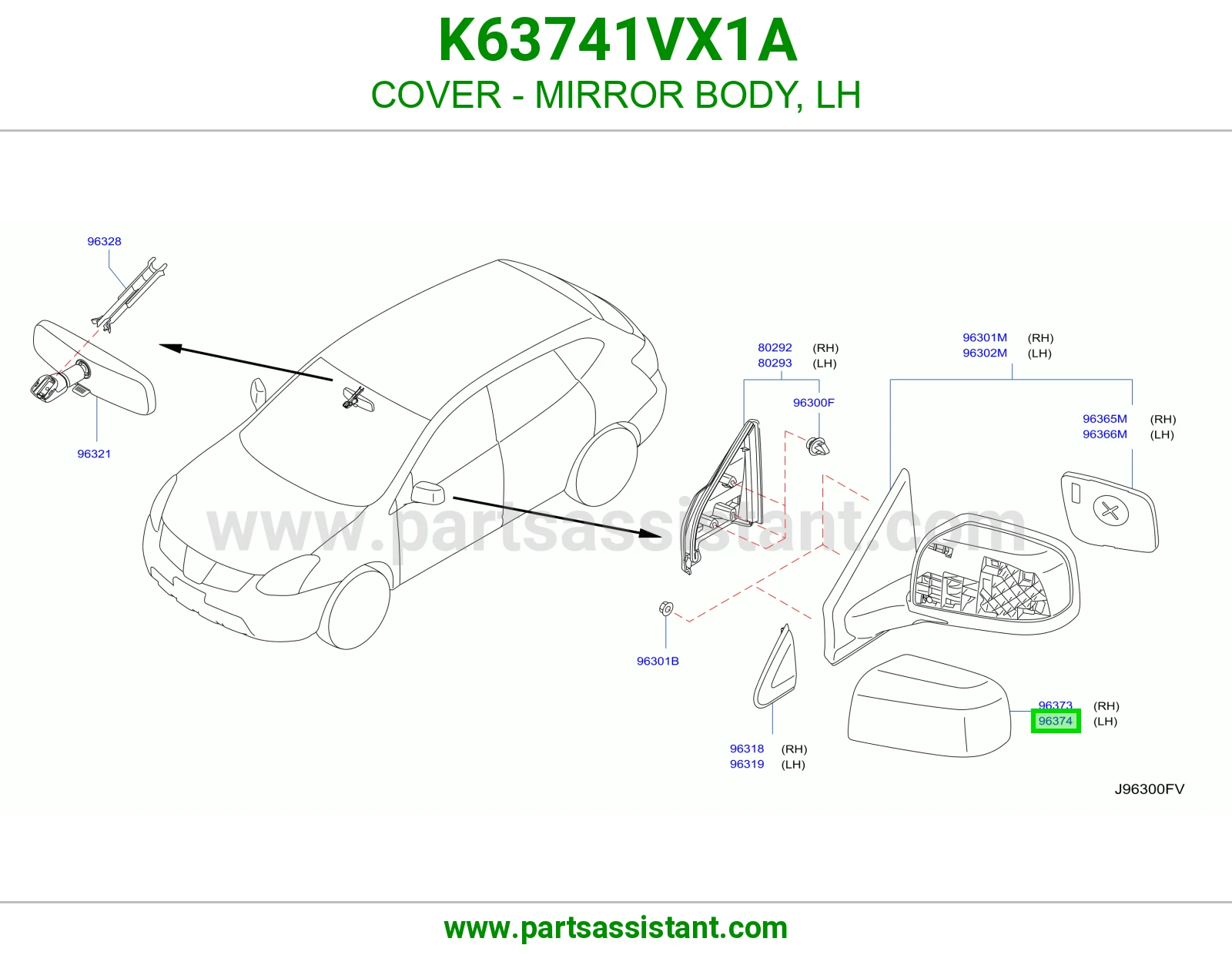 غطا مرايه امامي يسار K63741VX1A