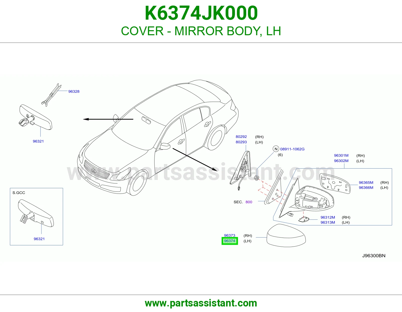 غطا مرايه امامي يسار K6374JK000